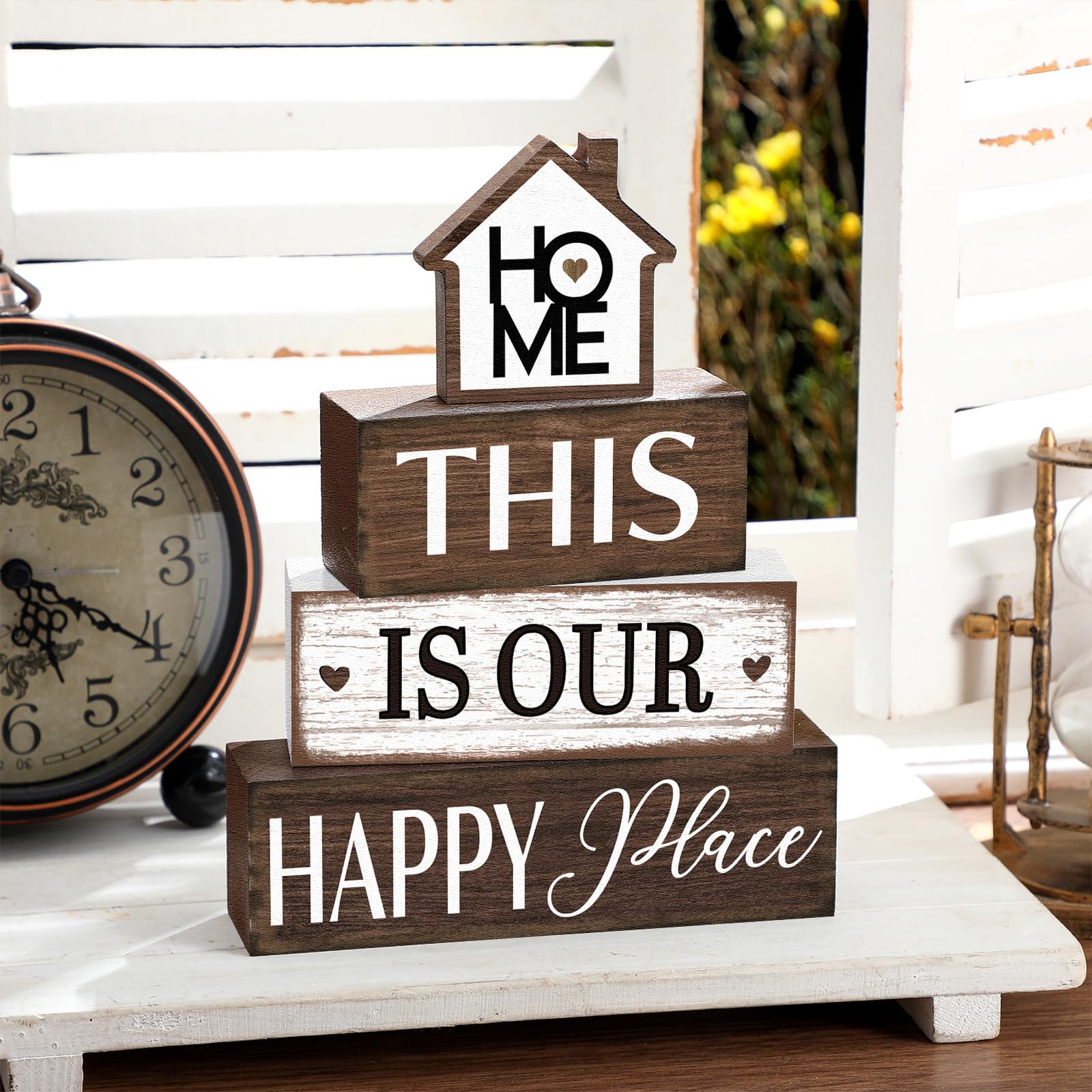 Cinnvoice Farmhouse Wooden Tabletop Decor Rustic Theres No Place Like Home Table Centerpiece Home Wood Blocks Sign Gifts Farmho