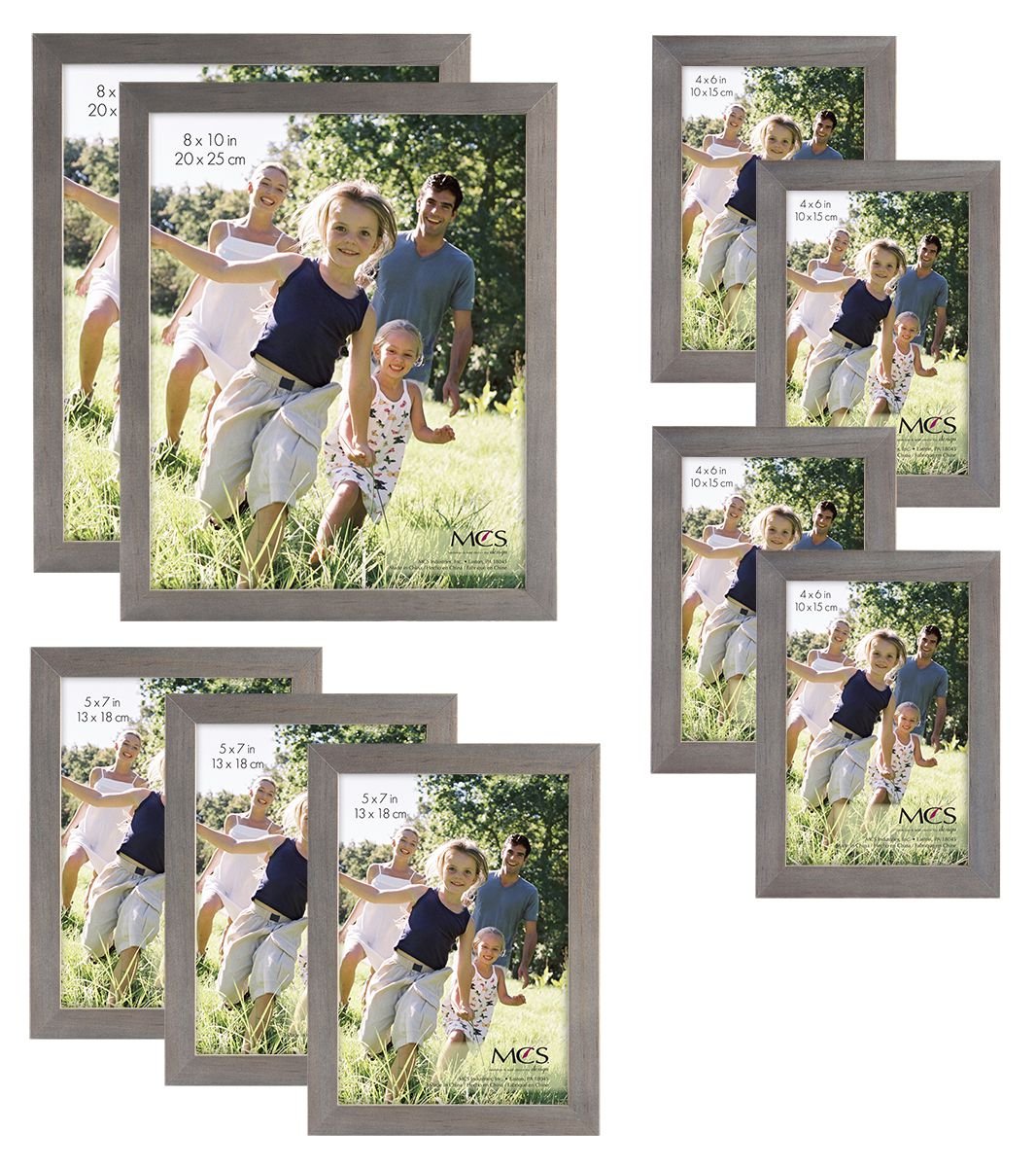 MCS Gallery Wood 9-Piece Frame Set, Grey (65617)