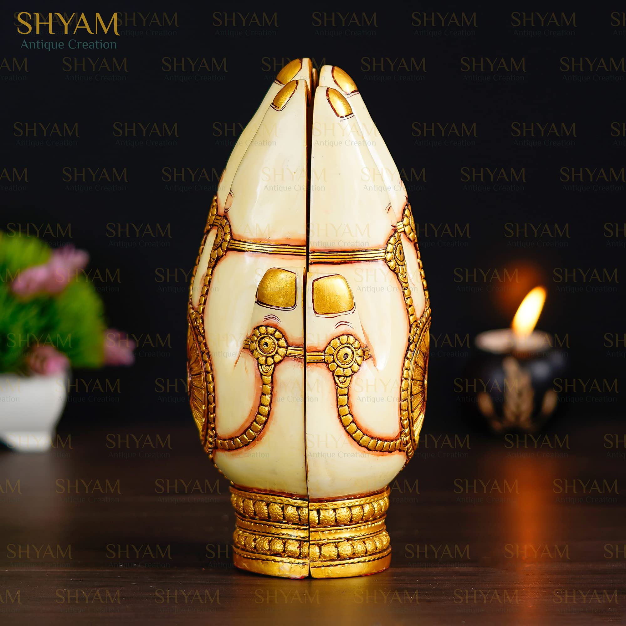 Shyam Antique Creation Pair Of Hands Depicting Lakshmi Seated On Owl And Ganesha On Rat Pair Of Lakshmi Ganesh Idol Murti For Di