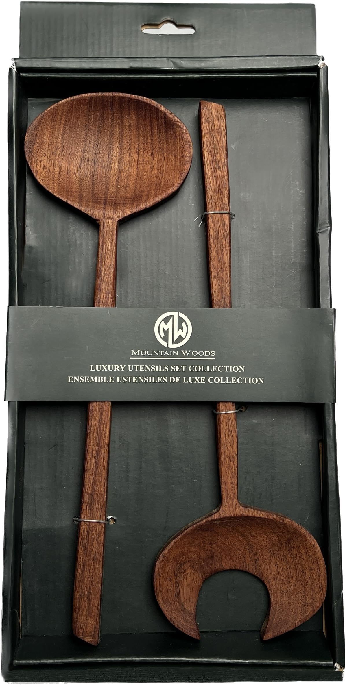 Mountain Woods Set Of 2 Luxury & Elegant Acacia Salad Server/Utensil Set - 12''