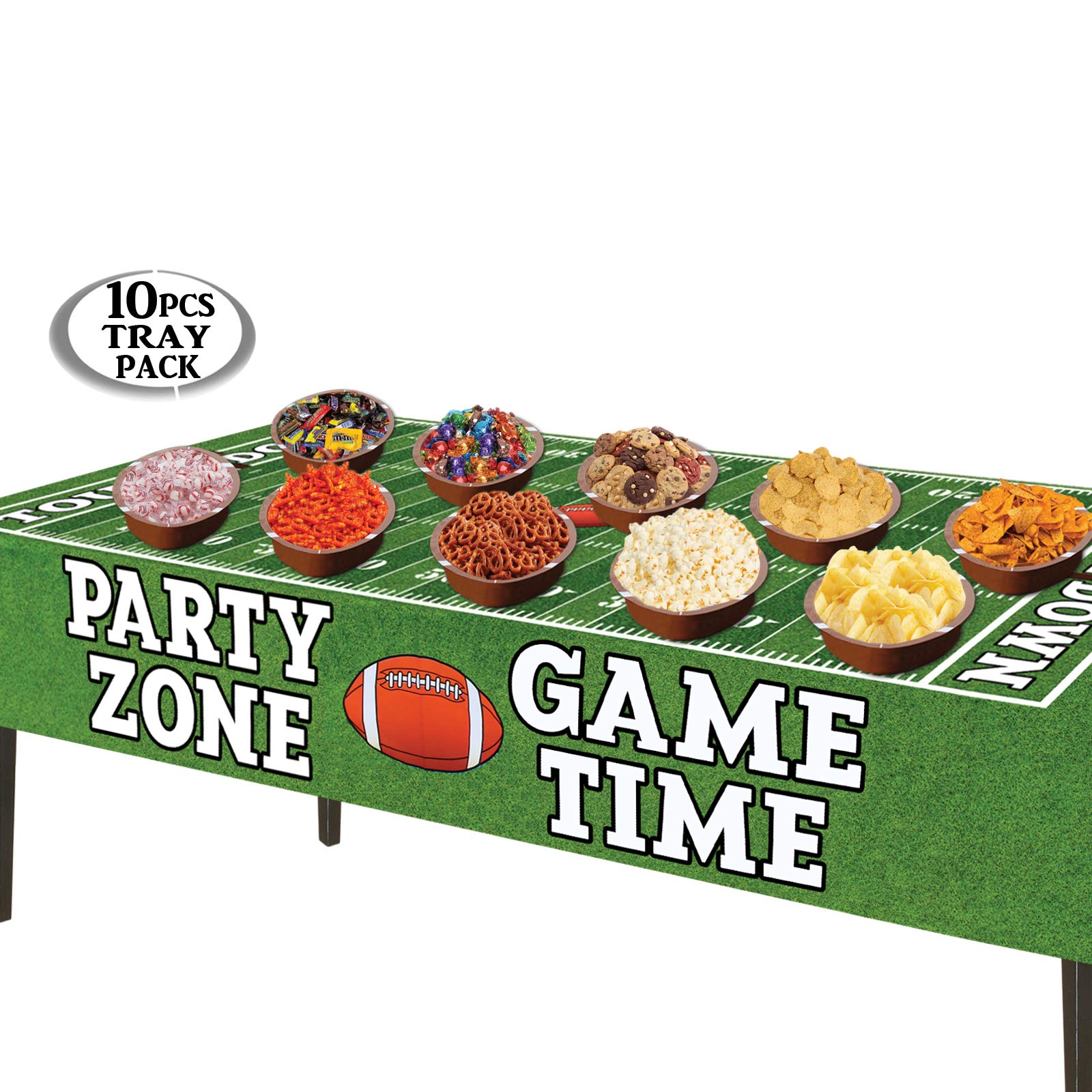 Anapoliz Football Serving Trays | 10 Pcs Plastic Football Snack Trays | Game Day Football Serveware | Tailgate Party Serving Pla