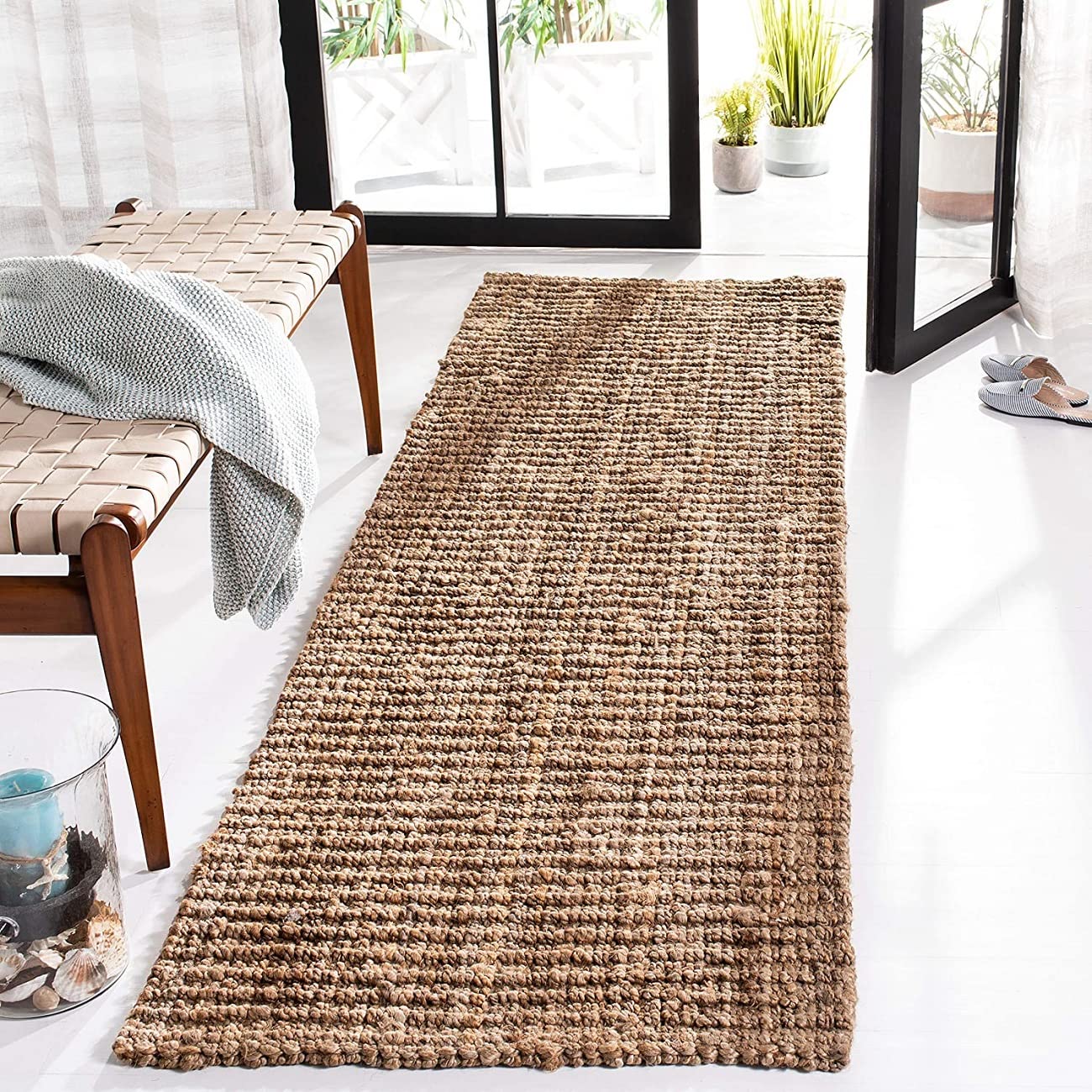SAFAVIEH Natural Fiber Collection Runner Rug - 2 x 6, Natural, Handmade Chunky Textured Jute 0.75-inch Thick, Ideal for High T