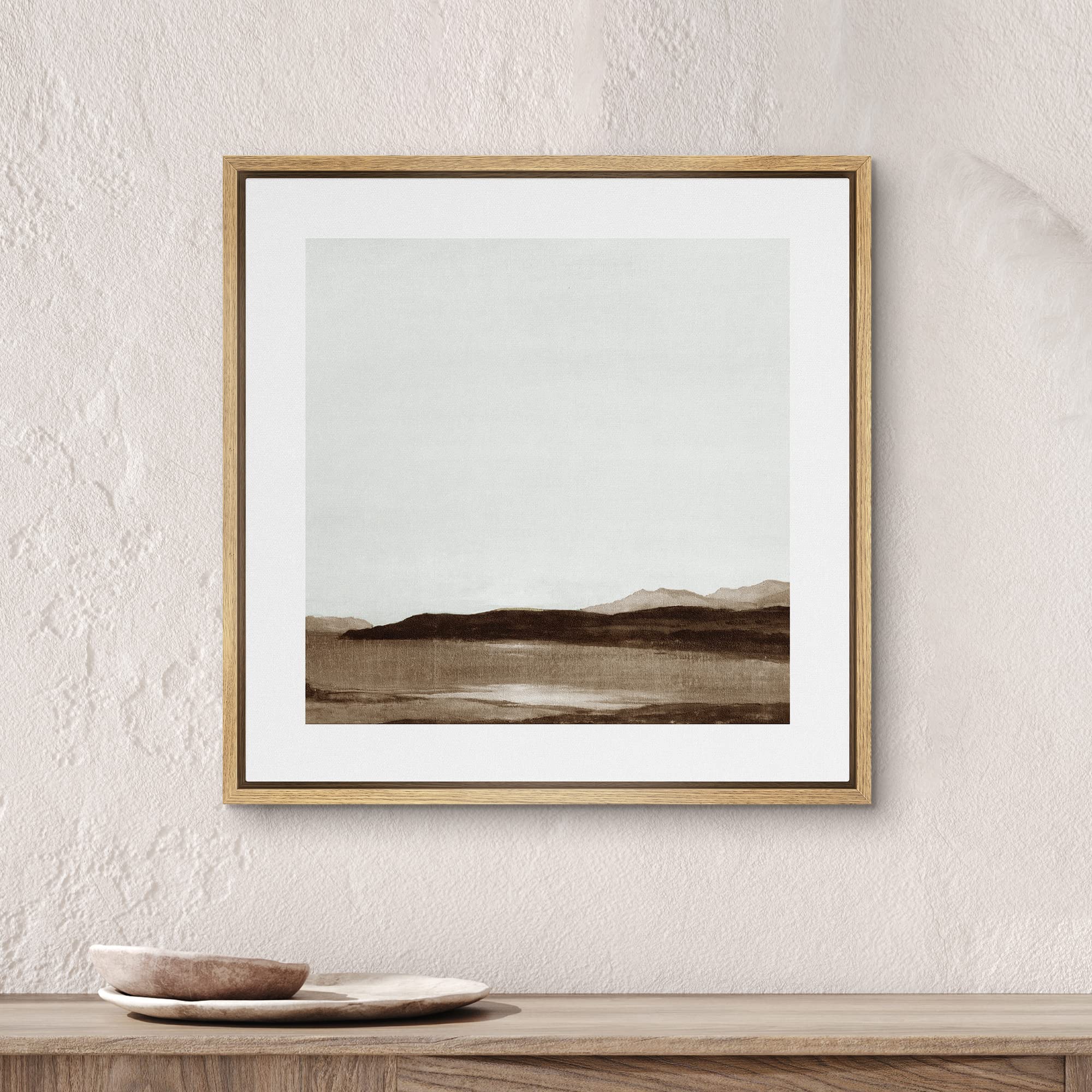 Signwin Framed Canvas Print Wall Art Minimalist Abstract Mountain Landscape View Nature Wilderness Illustrations Fine Art Farmho