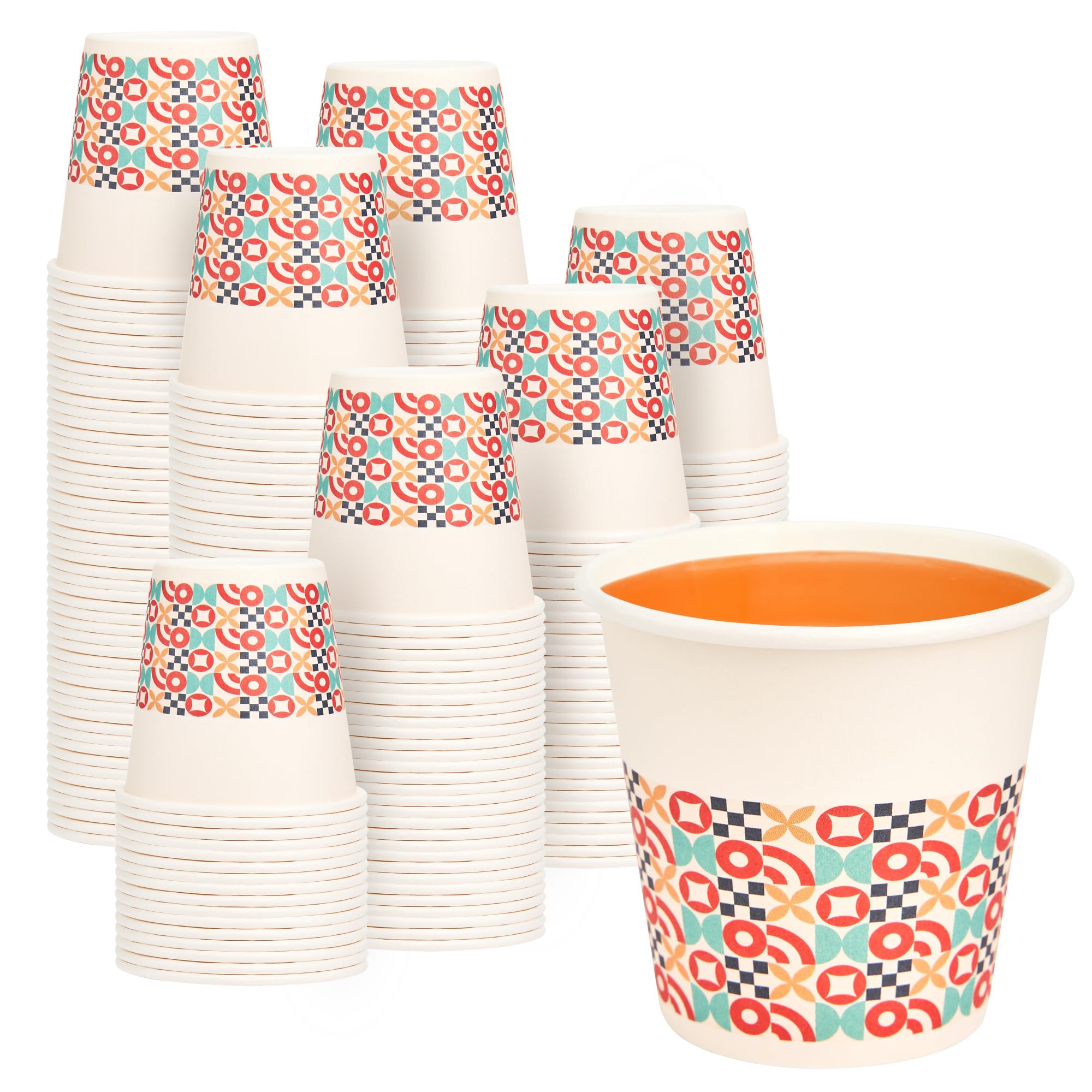 METAPRINT 100 Pack 3 oz Bathroom Cups, Disposable Paper Cups with Rolled Rim, Small Paper Mouthwash Cup for Guest Bathrooms, Van