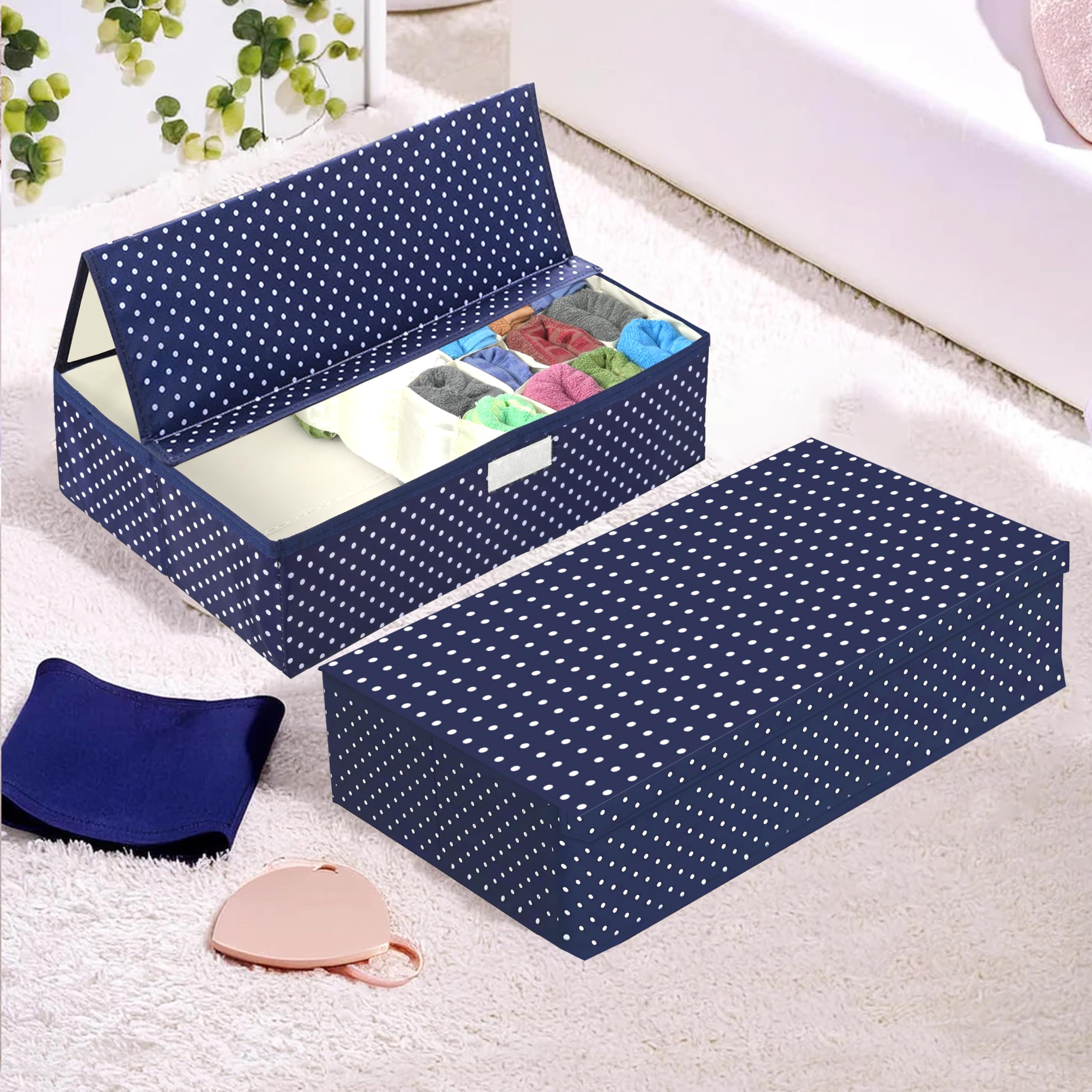 Urbane Home Pack Of 2 Foldable Undergarments Organizer For Women & Men | 16+1 Compartments | Belt, Tie, Socks Multipurpose Organ