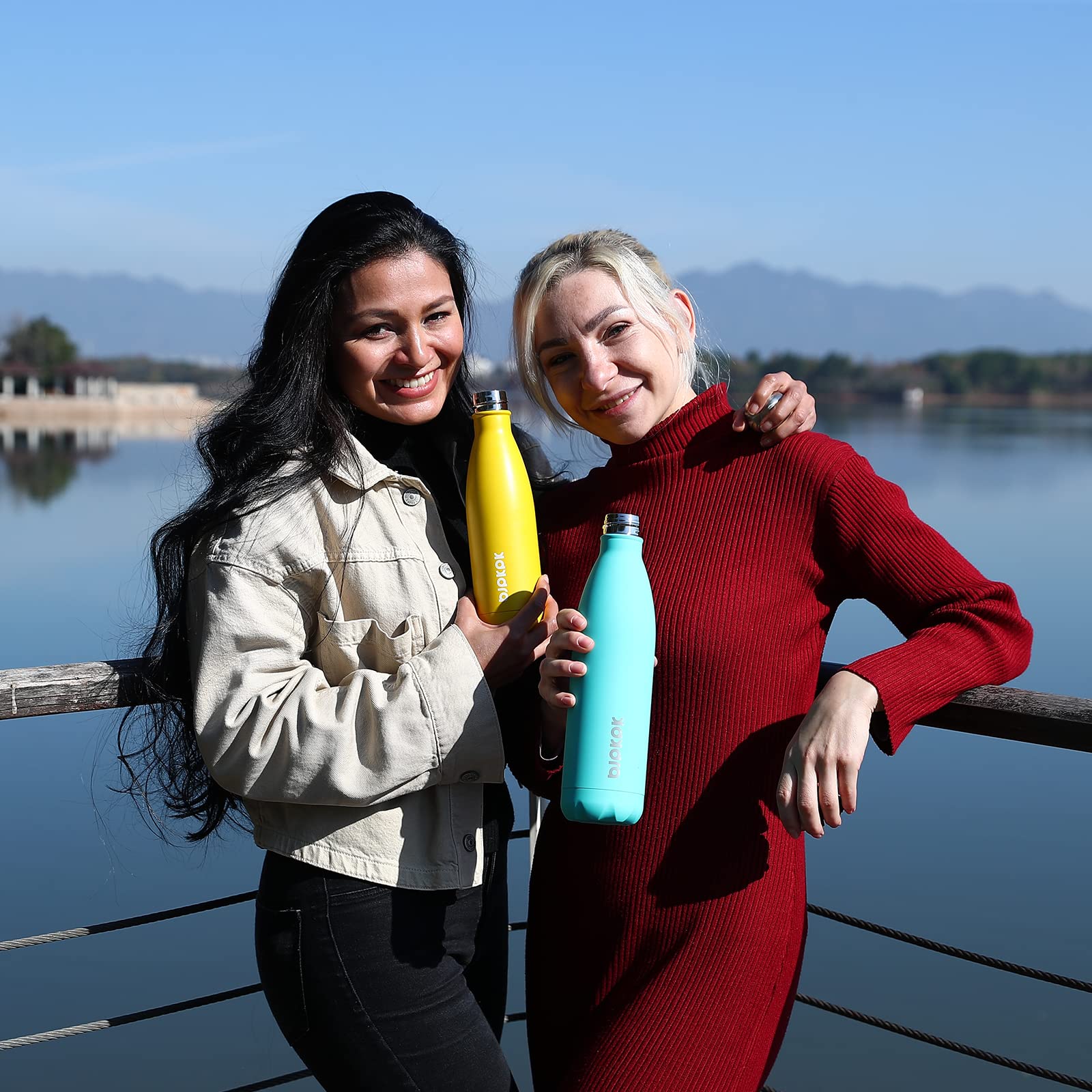 Bjpkpk Stainless Steel Water Bottles 17Oz Insulated Water Bottle Keep Cold And Hot,Sakura Pink