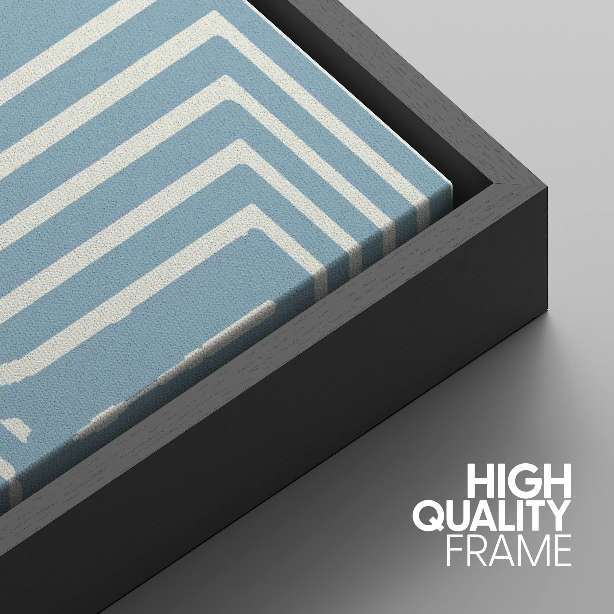 Idea4Wall Framed Wall Art Print Set Blue & White Tribal Line Pattern Geometric Shapes Illustrations Modern Art Bohemian Colorful