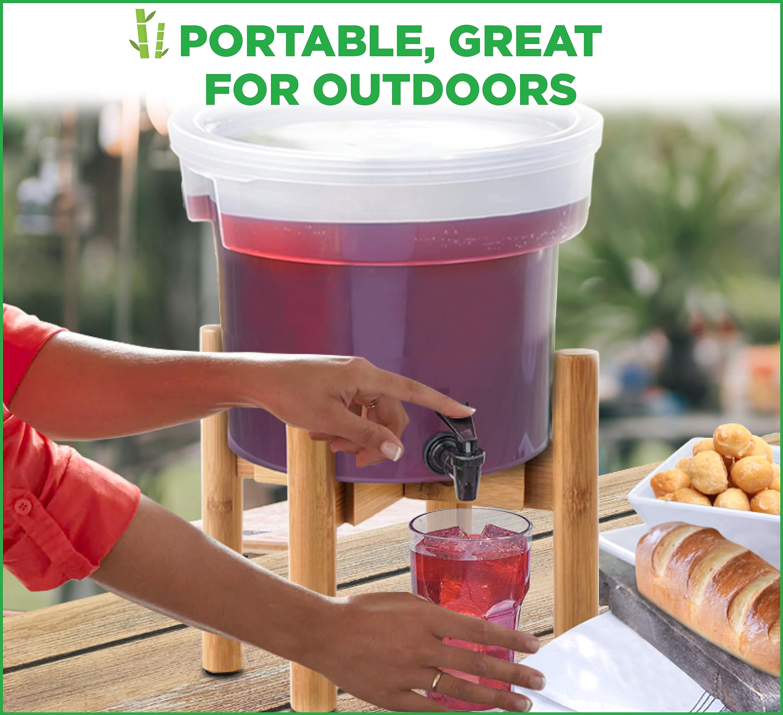 Adjustable Drink Dispenser Stand - 2-3 Gallon Glass Jar And Plastic Jug Holder - Beverages, Cold Brews, Lemonades Stand