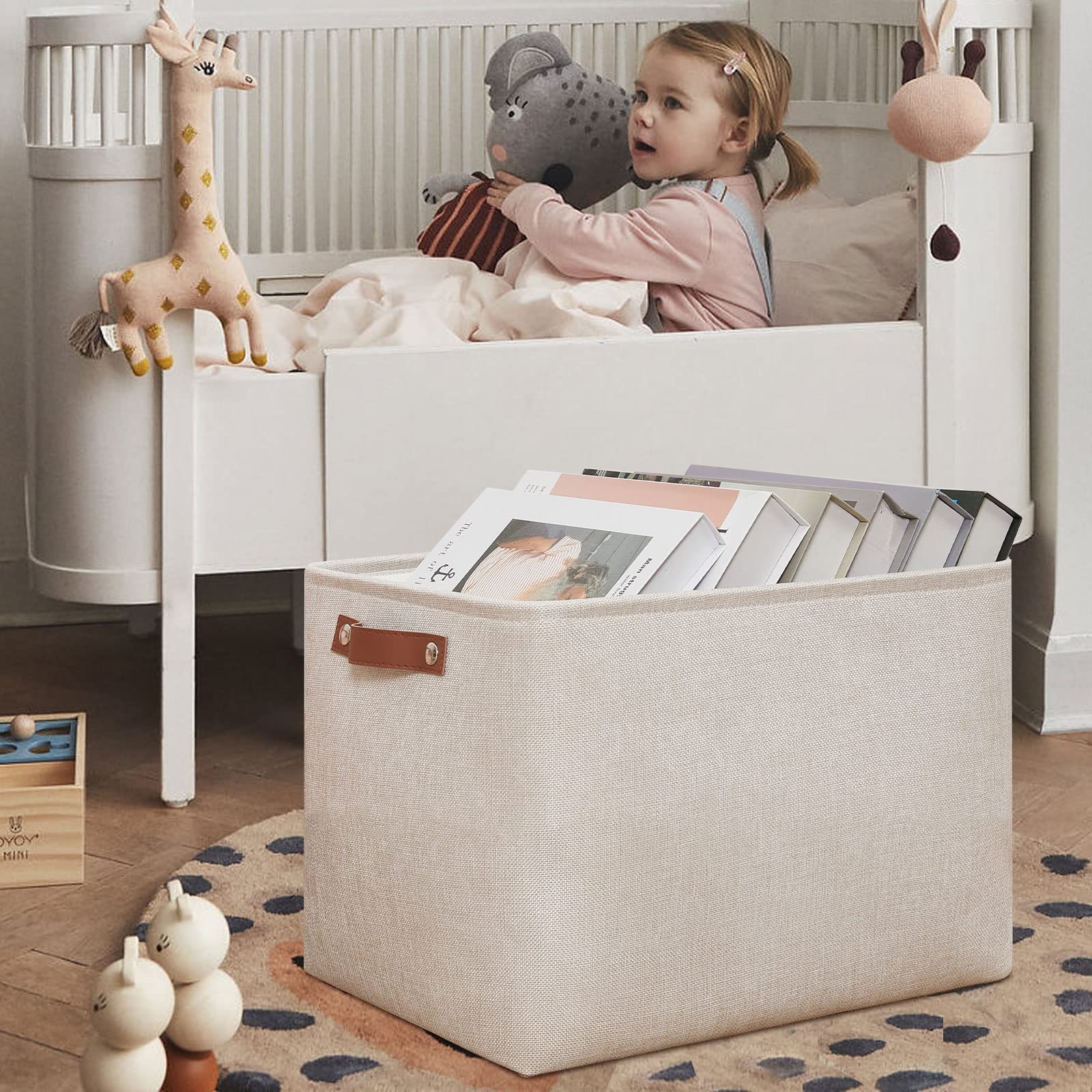 Dullemelo Storage Baskets Large 16''X12''X12'' Tall Rectangular Baskets Fabric Storage Bins For Organizing [1 Pack] Collapsible