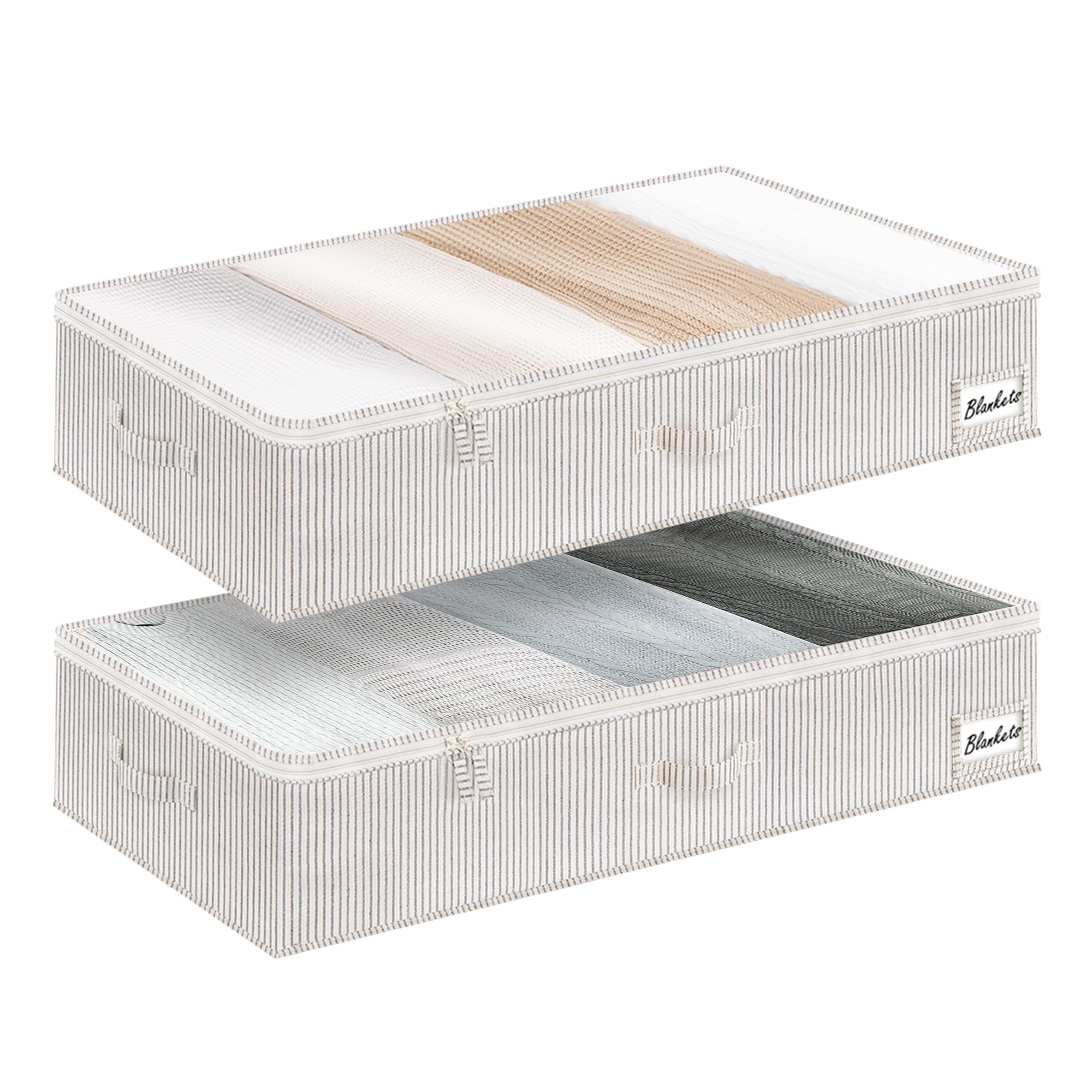 StorageWorks Underbed Storage Box with Clear Window and Sturdy Structure, Foldable Underbed Storage Bins for Clothes, Blankets a