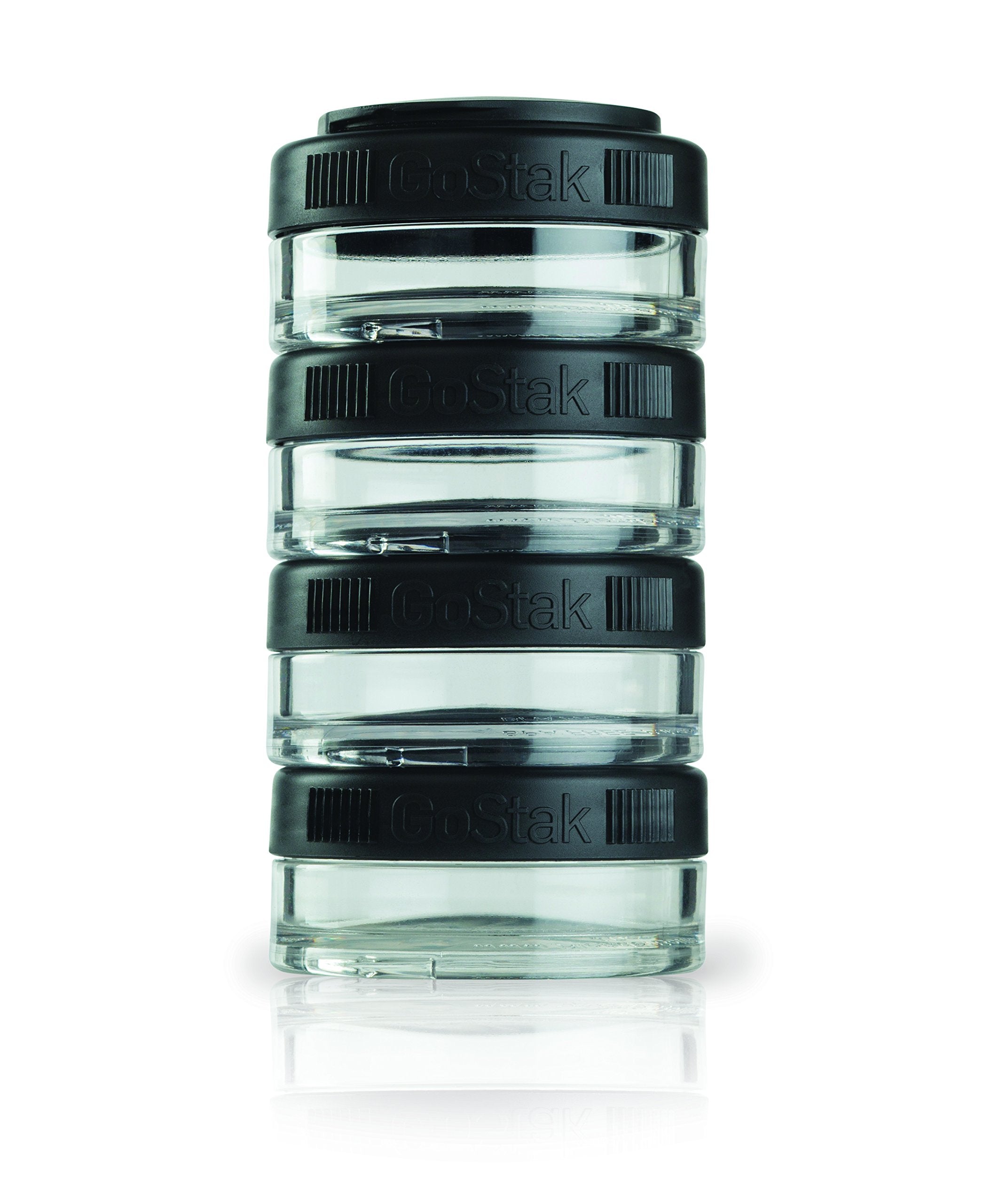 BlenderBottle GoStak Tritan Twist n Lock Storage Jars 4 Jar Black