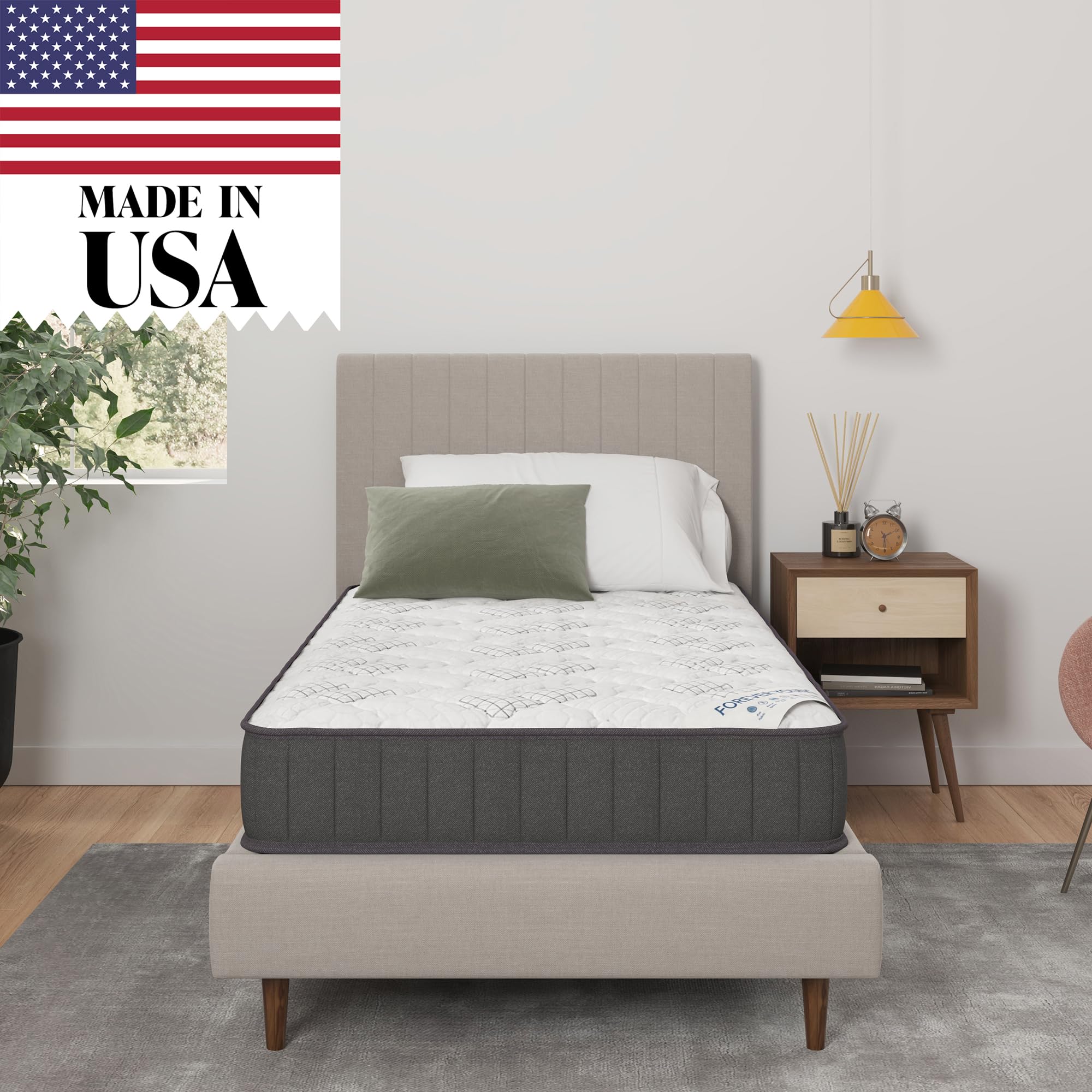 Ottomanson Twin Xl 9 Hybrid Mattress - Firm - Made In Usa - Individually Pocketed Coils & Certipur-Us Foam - Fiberglass-Free - B