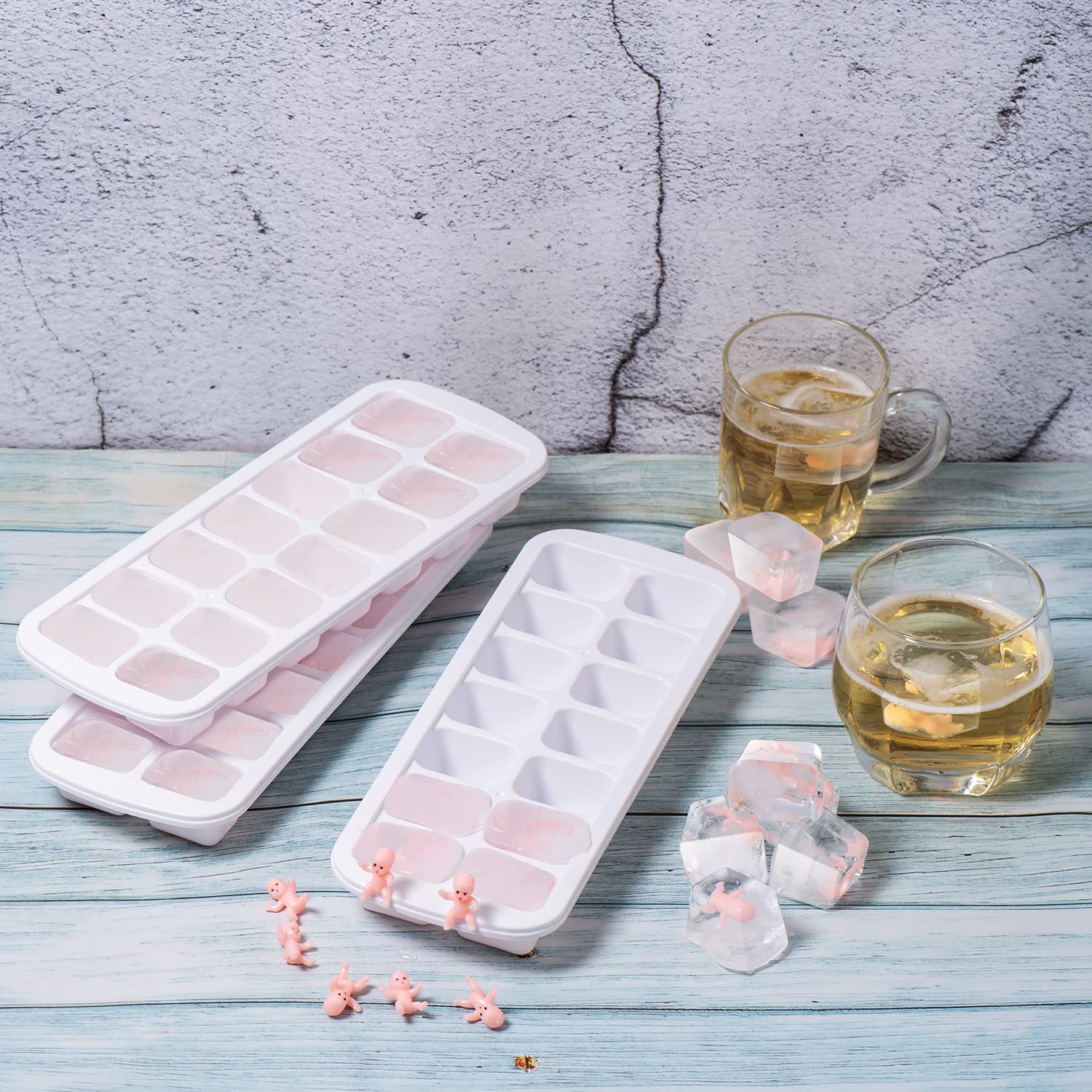 Zjjzgyxintai My Water Broke Baby Shower Game With 80 Mini Plastic Babies, 3 Ice Cube Trays And 1 Sign, Used For Baby Shower Game