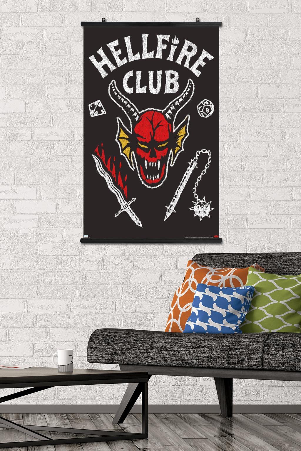 Trends International Netflix Stranger Things: Season 4 - Hellfire Club Wall Poster, 22.375'' X 34'', Poster & Clip Bundle