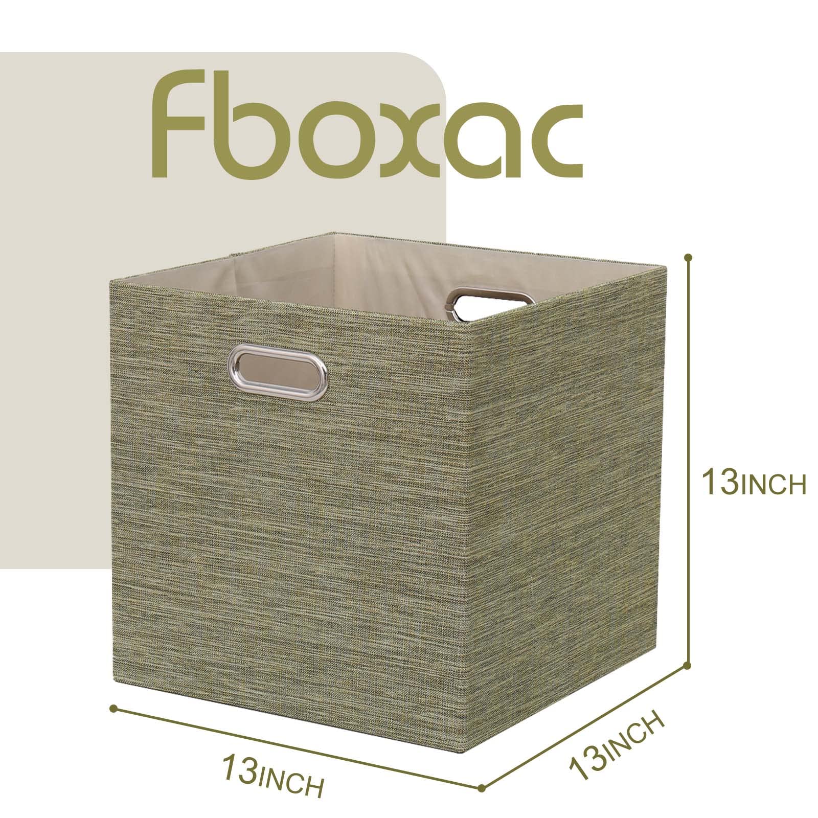 Fboxac Cube Storage Bins 13  13 Polyester Foldable Box With Handles, Collapsible Organization Basket Set Of 4 Large Capacity Dra