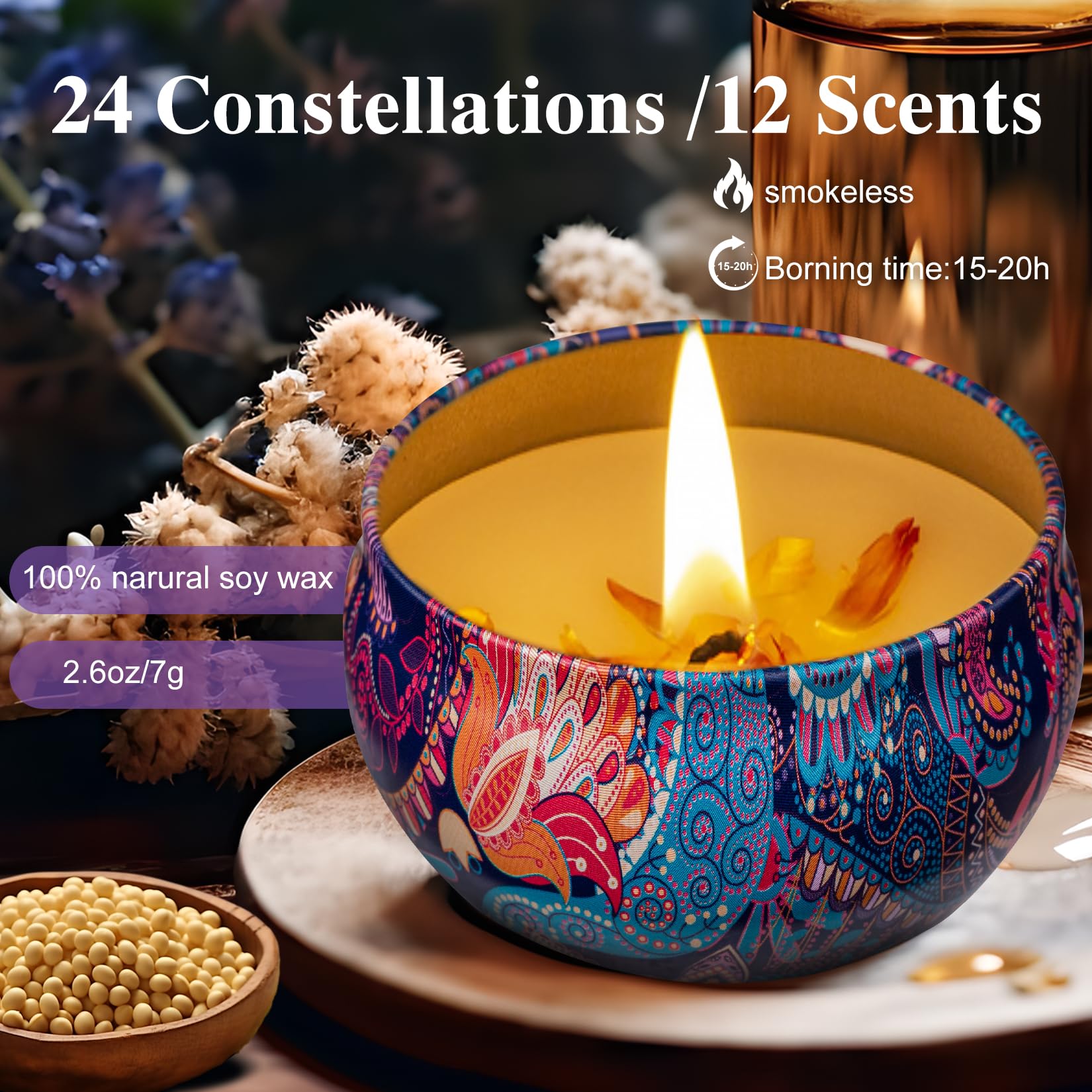 24 Pack Scented Candles Gift Set, Baby Shower Bridal Favors for Guests Housewarming Birthday Party Favors for Adults, Christmas