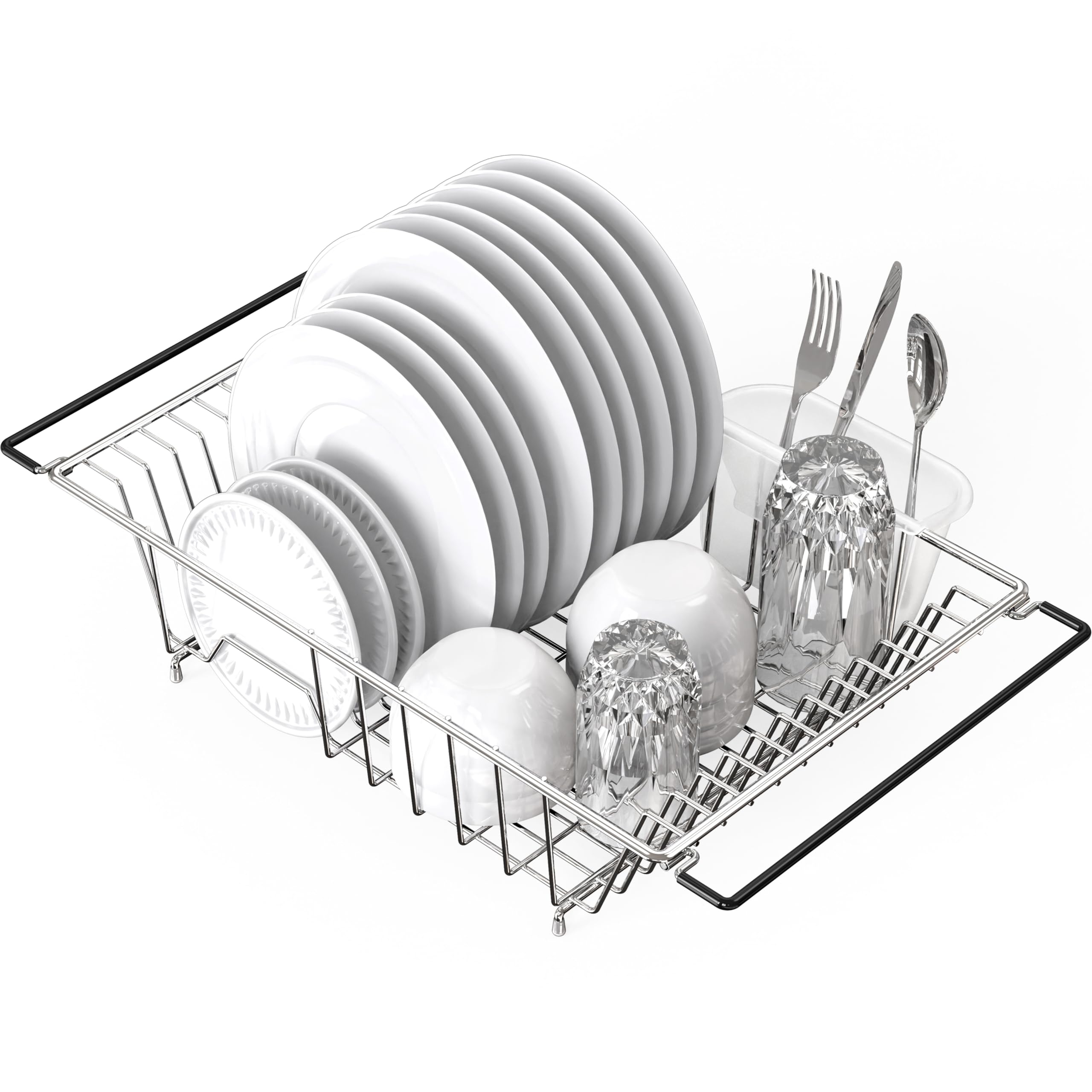 Simple Houseware Large Over Sink Counter Top Dish Drainer Drying Rack With Utensil Holder, Chrome