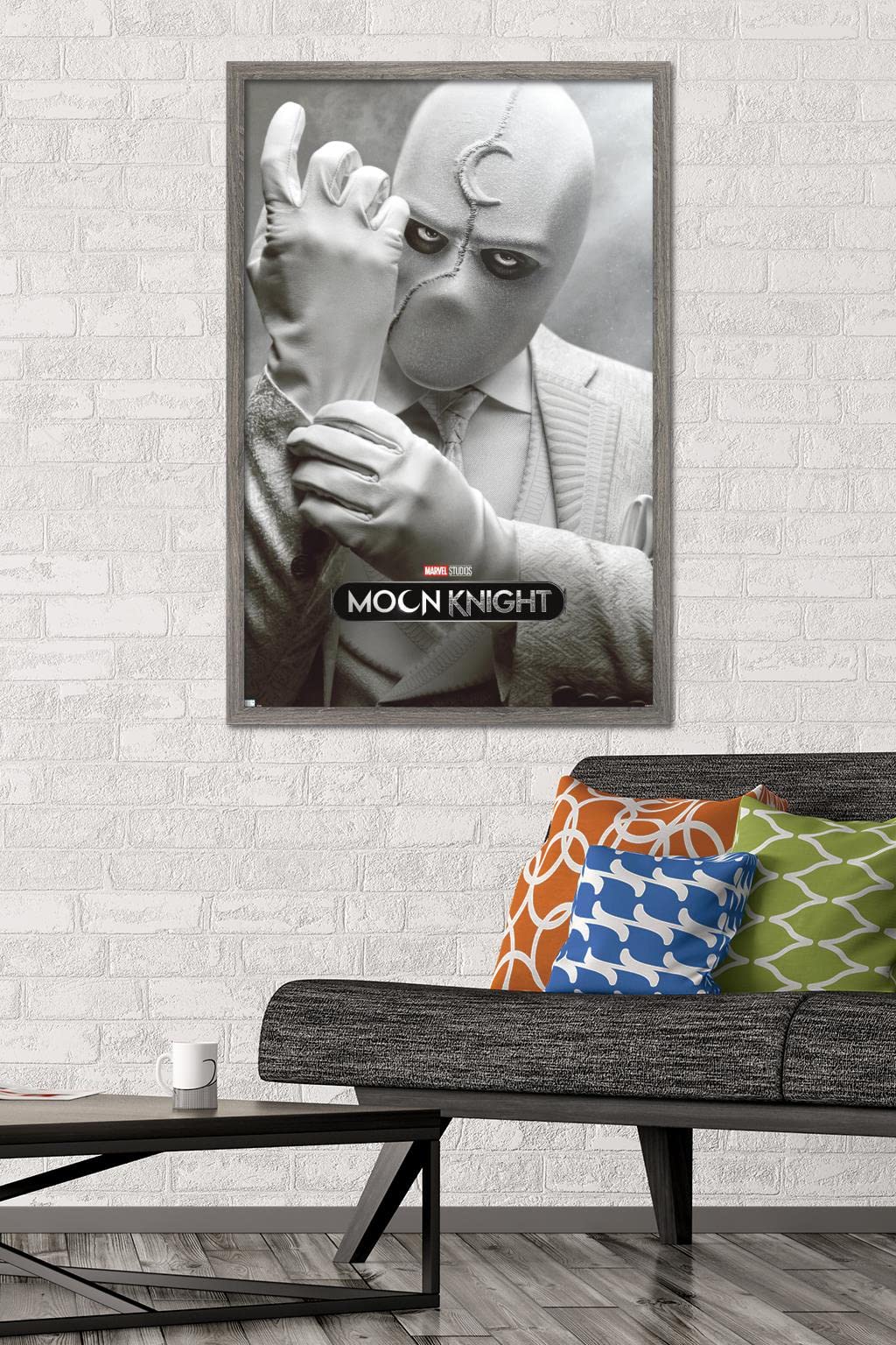 Trends International Marvel Moon Knight - Mr. Knight One Sheet Wall Poster, 22.375'' X 34'', Barnwood Framed Version