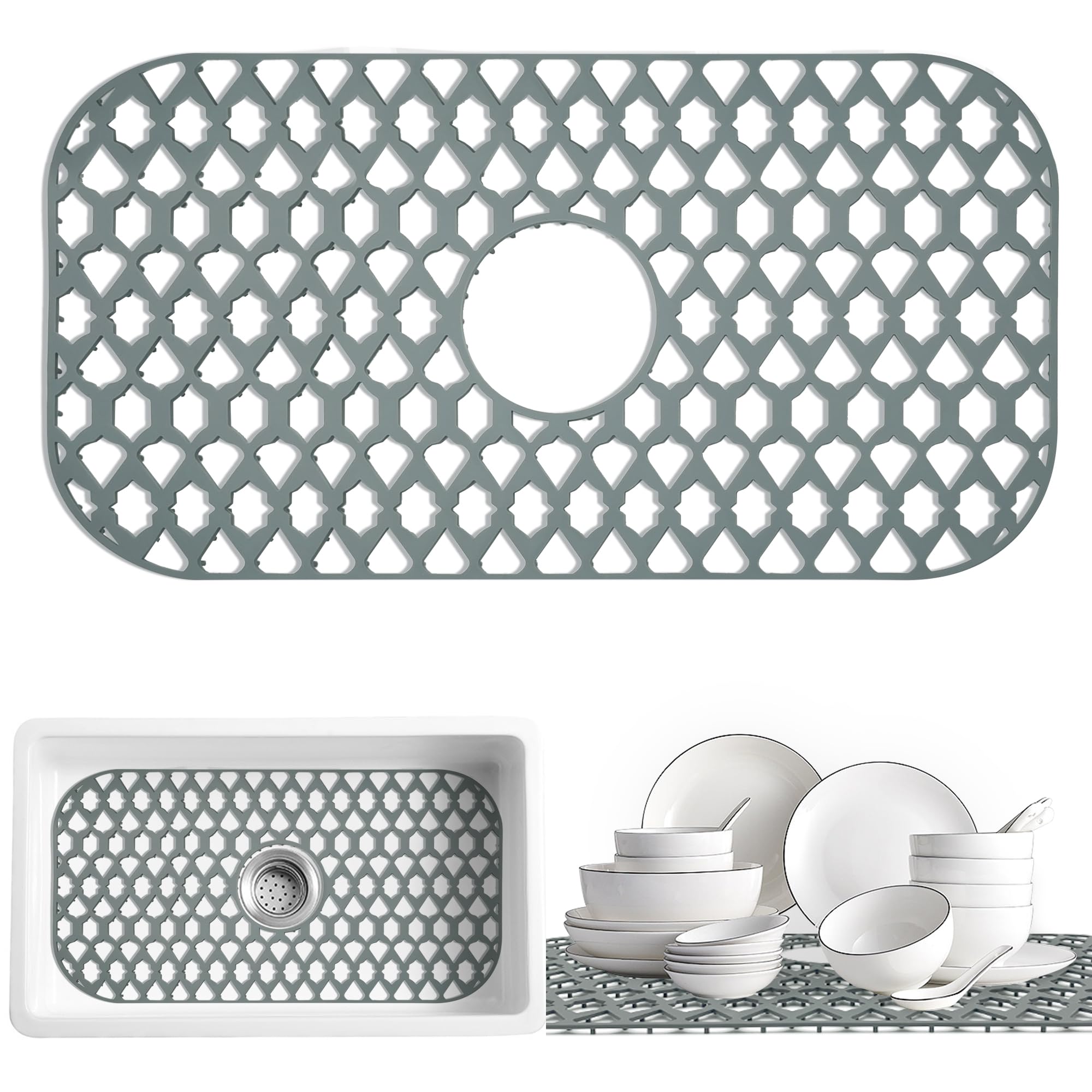SAMSIER Sink Protectors for Kitchen Sink 13x11 &16x12 &19x14 &22x13 &24x13 &26x14 &28x14 &30x16, Large Silicone Sink Mats Grid f