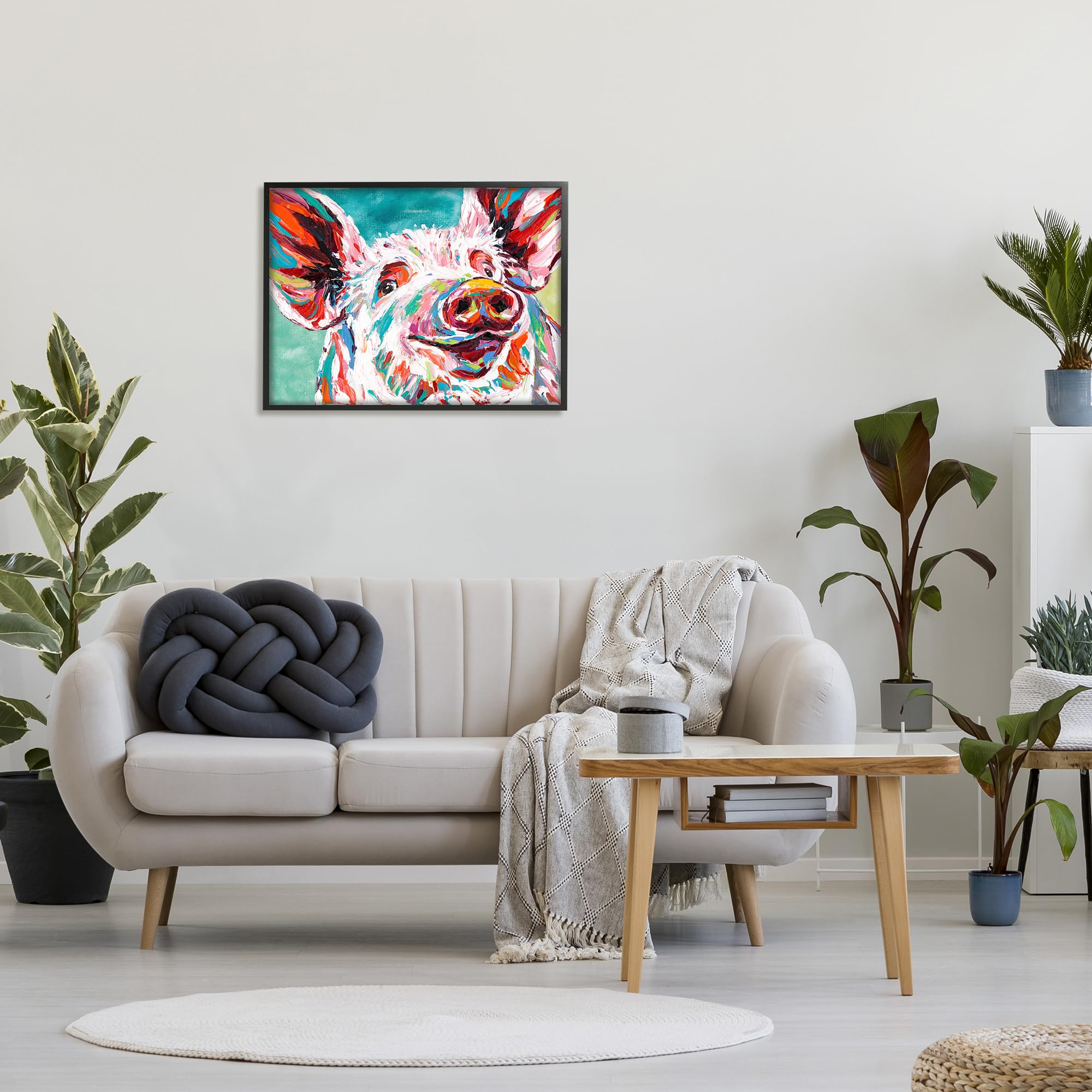 Stupell Industries Brightly Painted Pig Framed Wall Art, Multi-Color