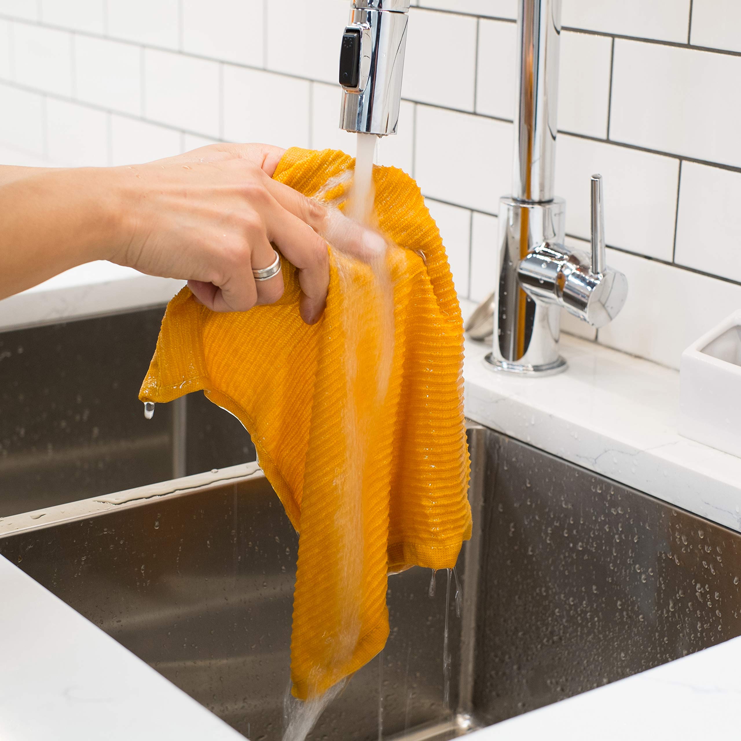 Now Designs Ripple Kitchen Dishcloth Set of 4, Cotton, Honey, Model 196370aa