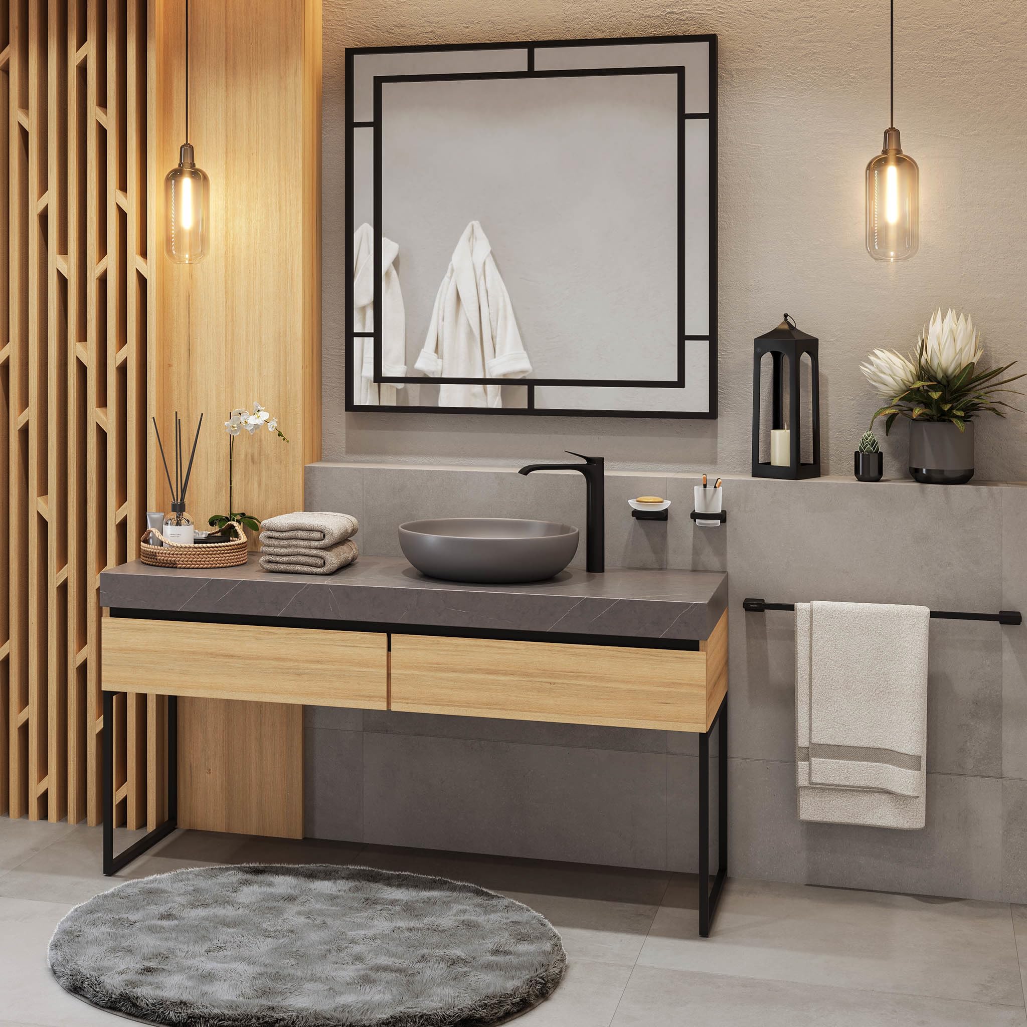 Hansgrohe 41747670 Addstoris -Bath Rail -Towel Bar, Matte Black