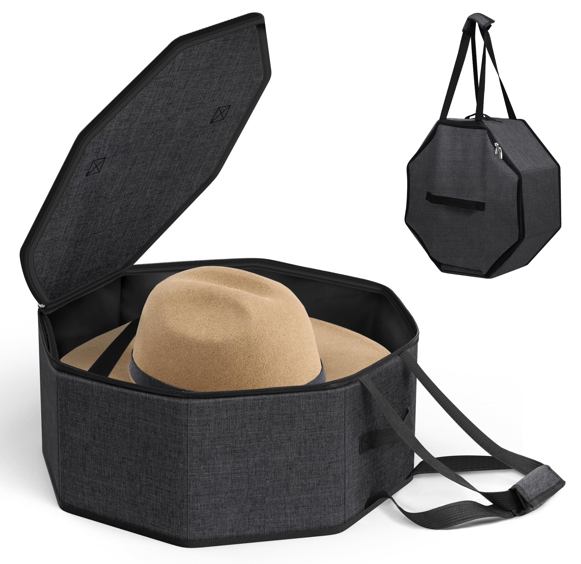 Sleeping Lamb Hat Box For Travel And Storage, Collapsible Cowboy Cap Organizer For Closet With Handles, Hat Boxes For Men And Wo