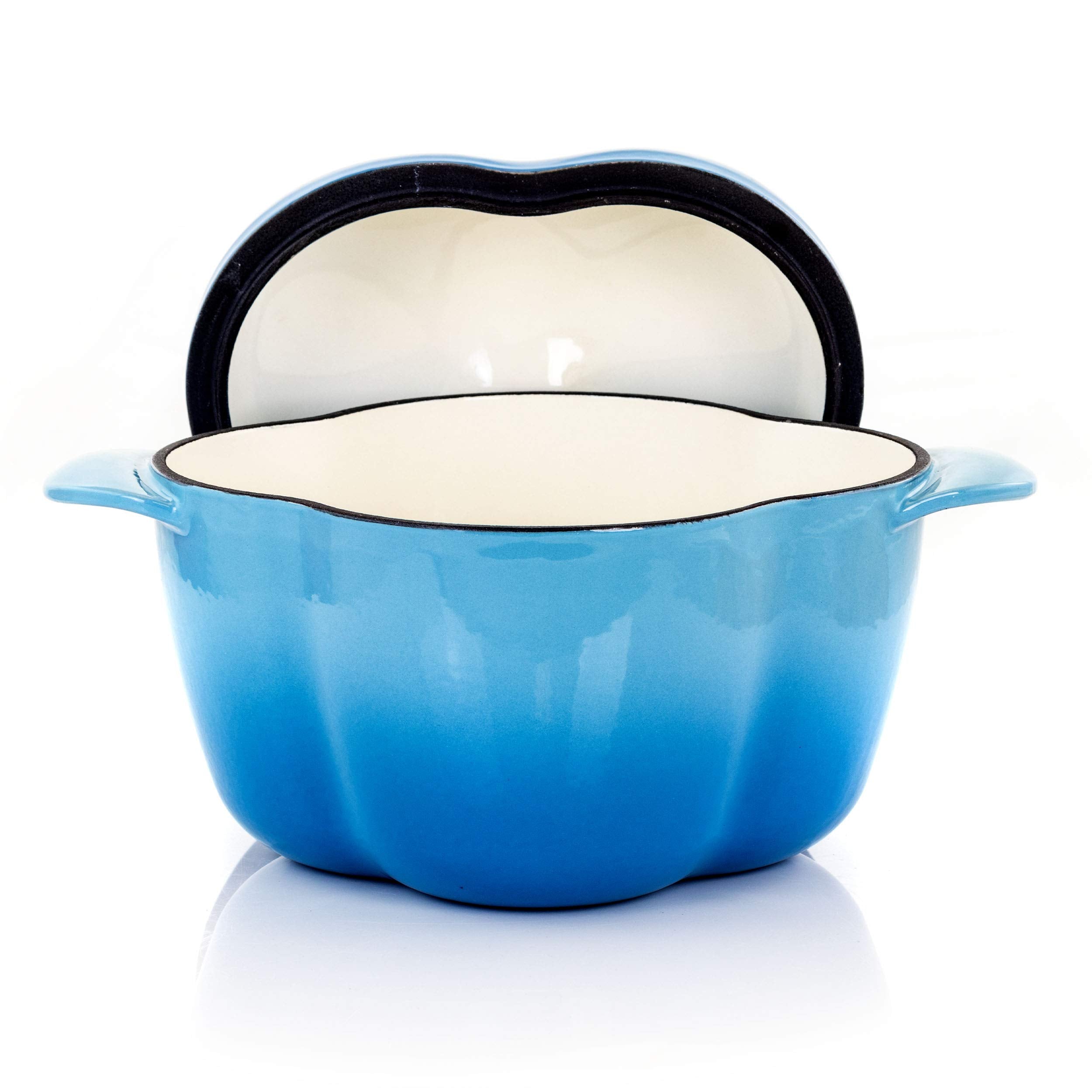 Megachef Pepper Shaped Enamel Cast Iron Casserole, 3 Quart, Blue