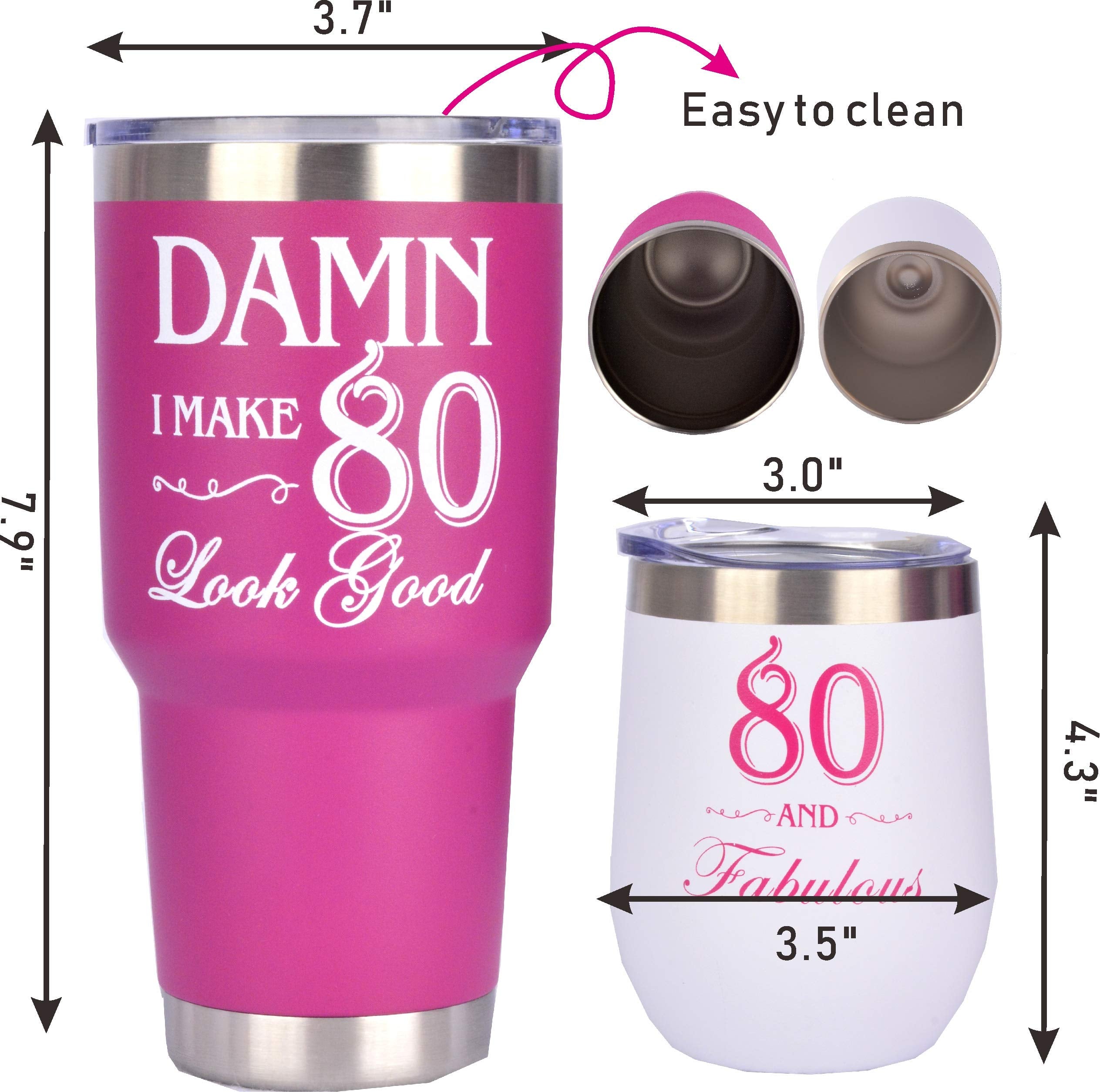 Meant2Tobe 80Th Birthday Gifts For Women, 80 And Fabulous Tumbler, 80 And Fabulous Tumbler For Women, 80Th Birthday Tumbler Set,