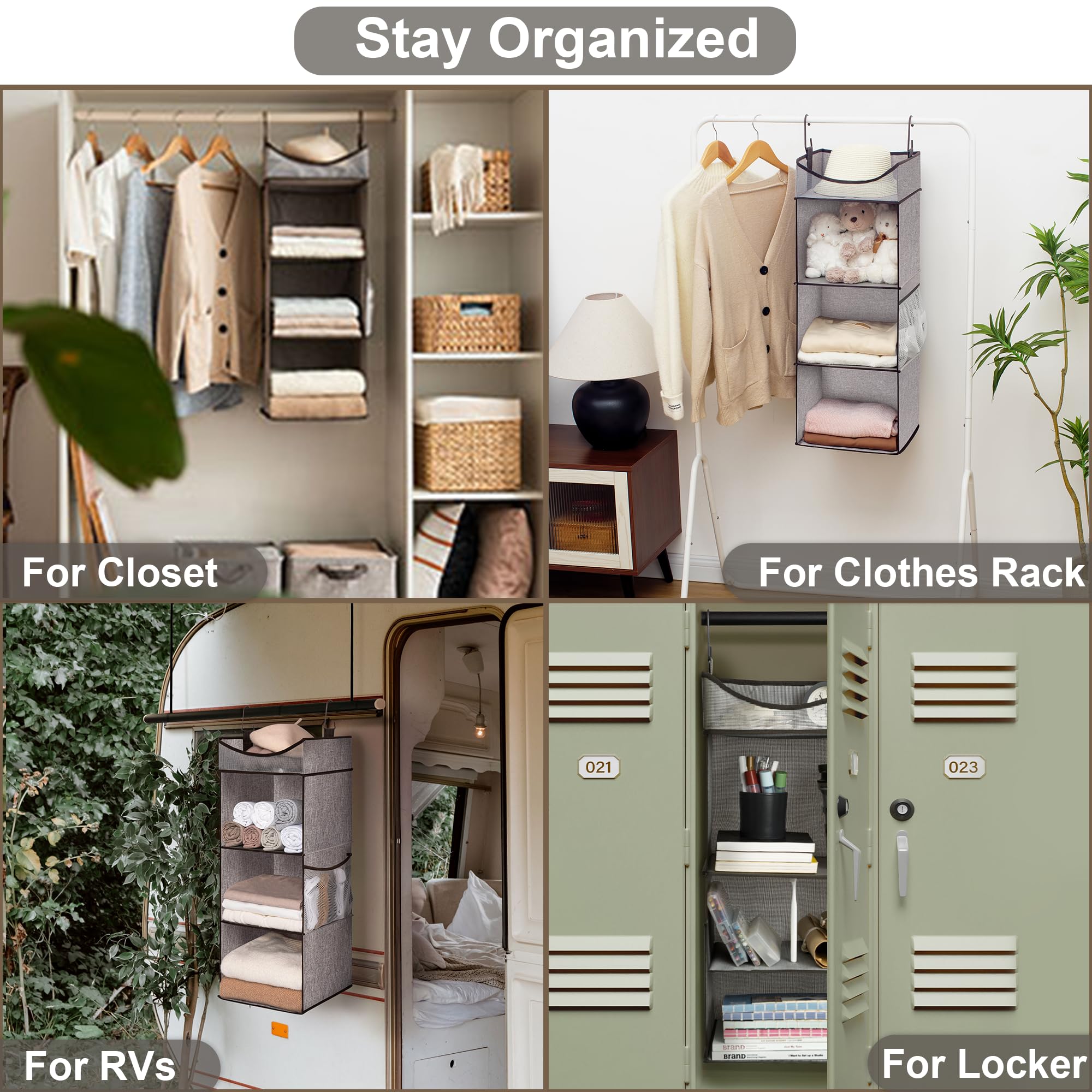 Storageworks Hanging Closet Organizer, 3-Shelf Hanging Closet Shelves With Top Shelf, 12'' W X 12'' D X 35 ''H, Extra-Large Spac