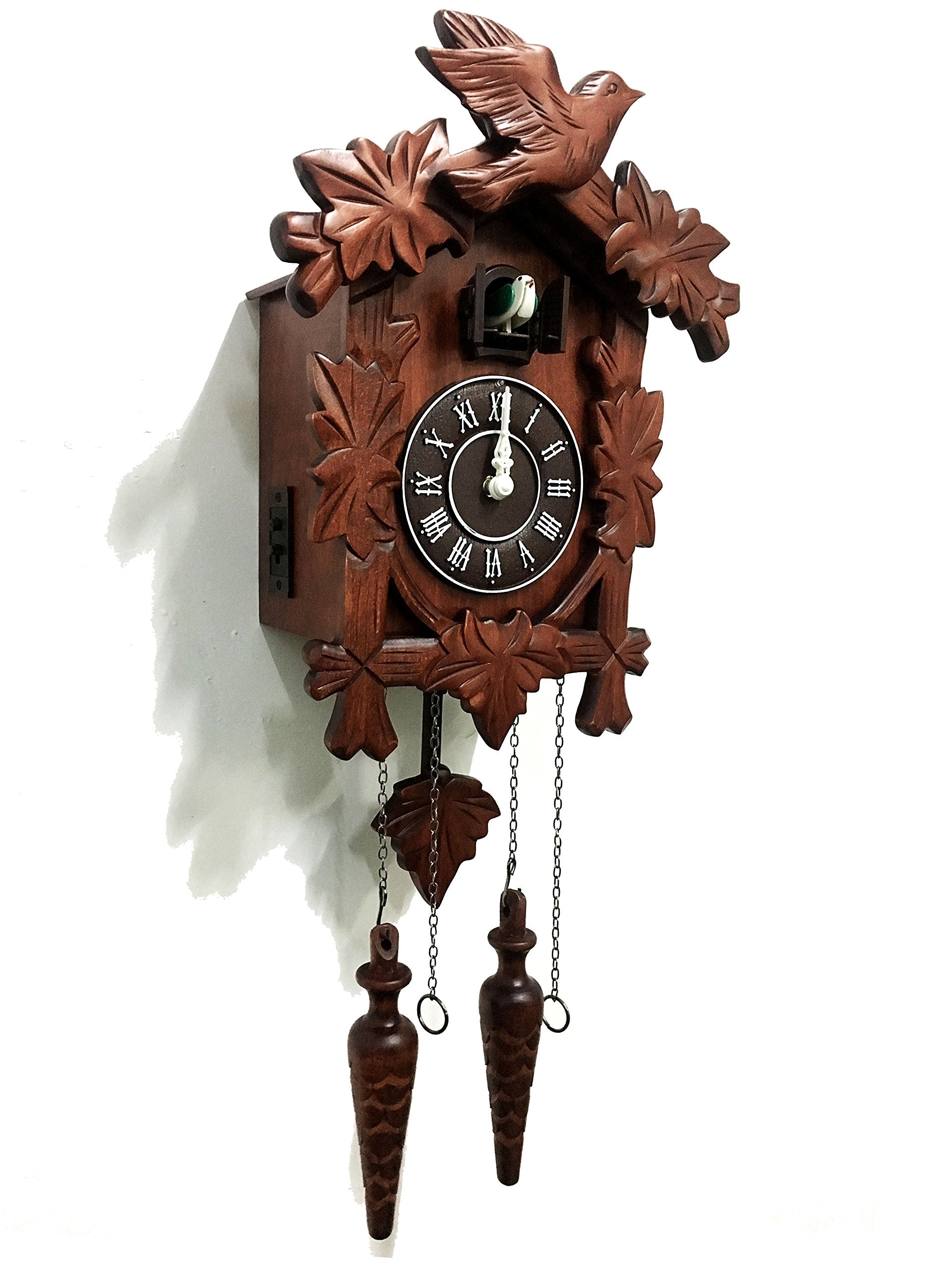 Rylai Vintage Wall Clock Handcrafted Wood Cuckoo Clock-N.Dim. 13X9.5 In