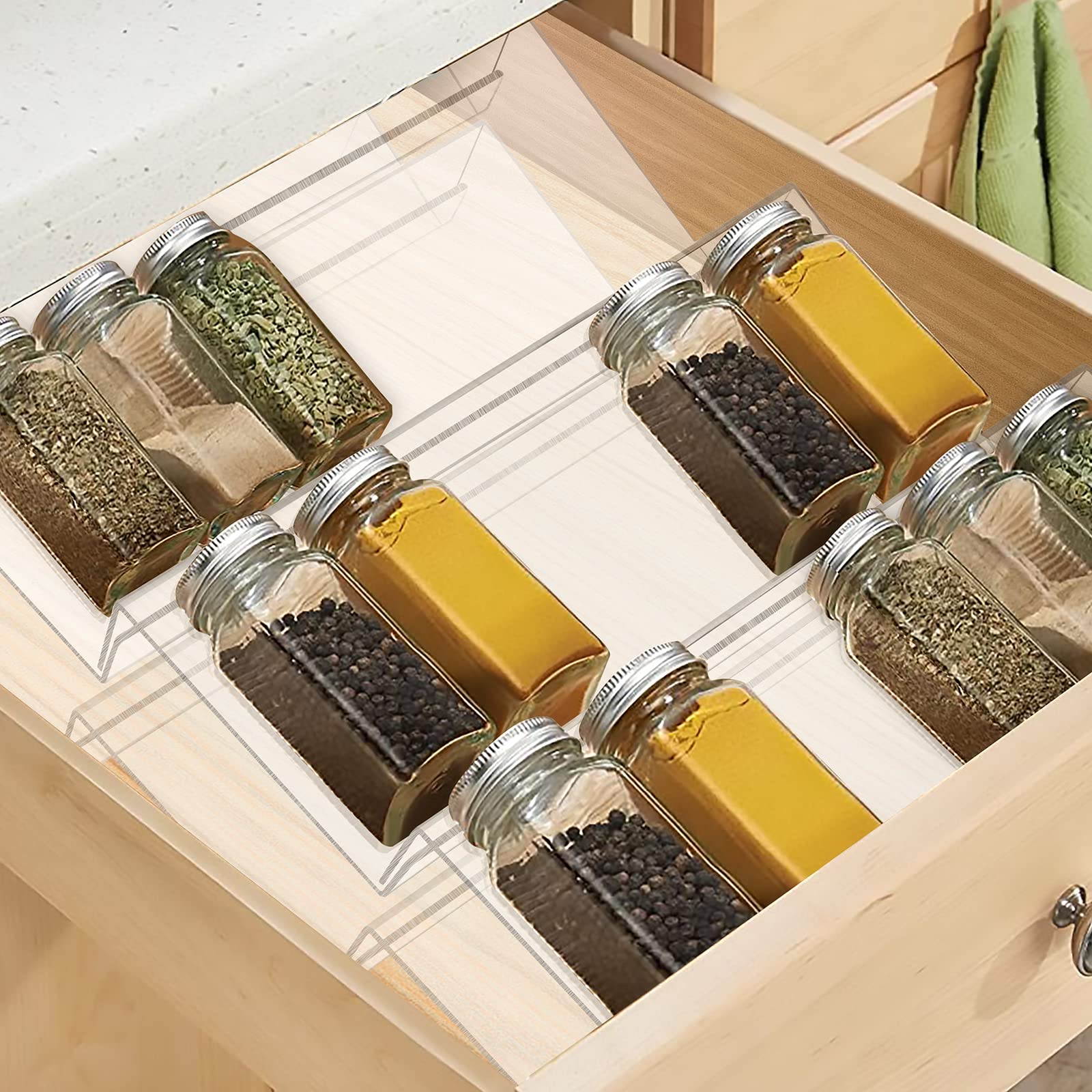 Vbm Expendable Acrylic Spice Rack Masala Rack 33 X 48 X 5 Cm Utensils Drawer Seasoning Jar Pantry Organizer Cabinet Countertop S
