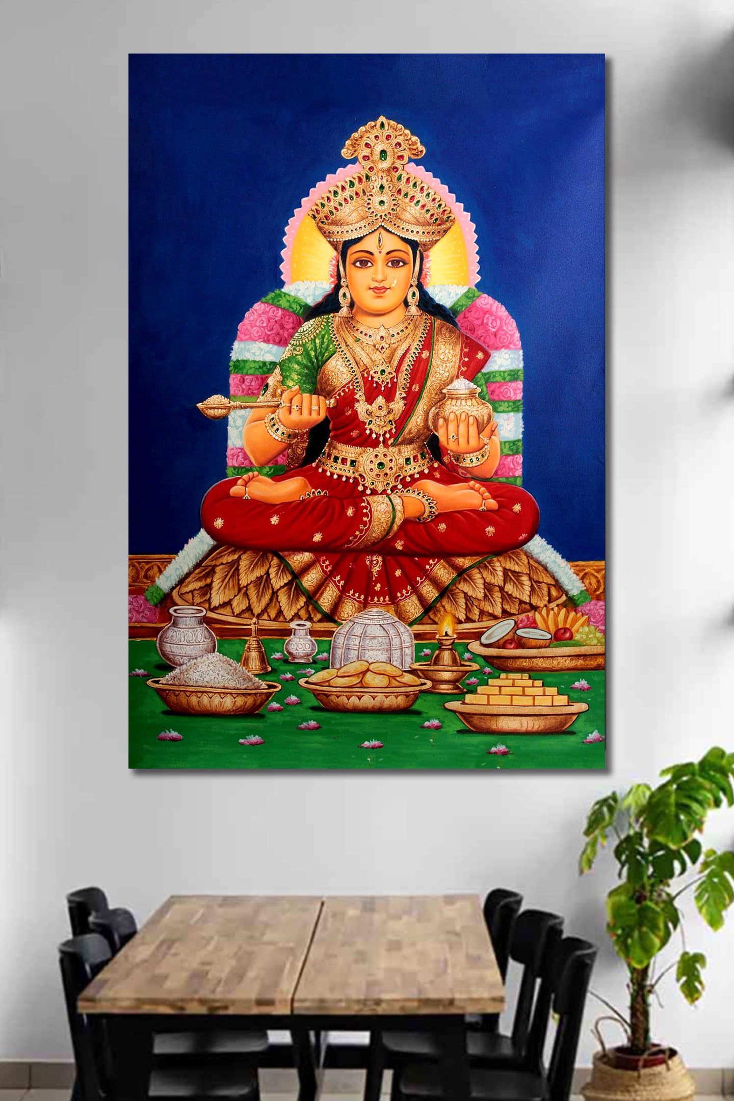 Namaste Home Maa Annupurna Eco Vinyl Paper Poster For Temple/Mandir, Home, Office,Living Room/Bedroom - Wall Decoration, Traditi
