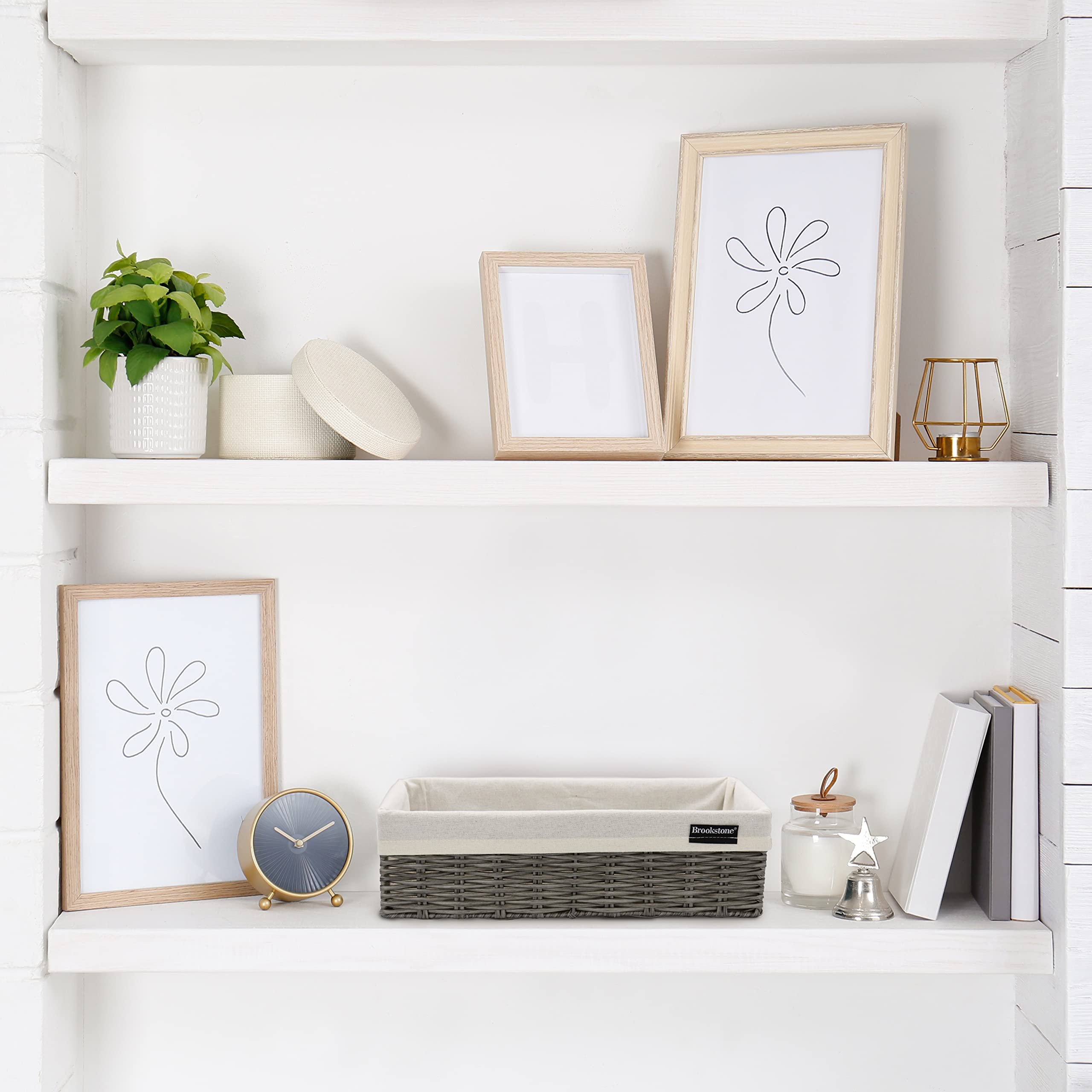 Brookstone, Wicker Storage Basket, Boho Organization And Storage Bin, Over The Toilet Paper Reserve Holder, Suitable For Any D