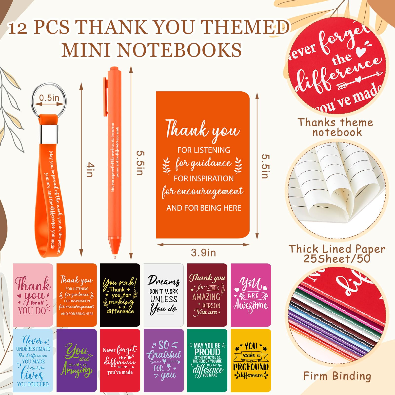 Hollowfly 12 Sets / 48 Pcs Inspirational Appreciation Gifts, Thank You for Employee Coworkers, 24 oz Plastic Cup with Lid Straw