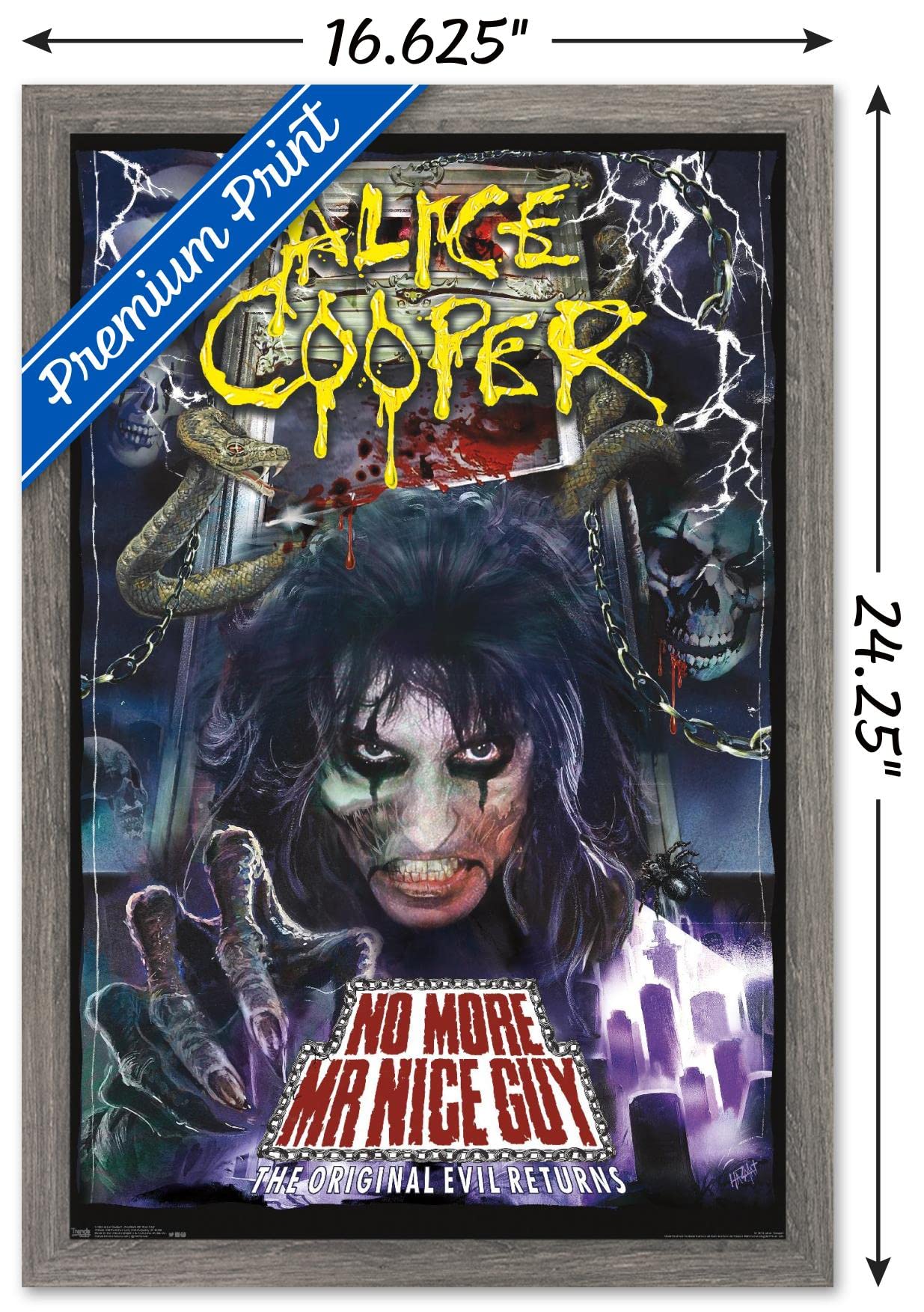 Trends International Alice Cooper - No More Mr. Nice Guy Wall Poster, 14.725'' X 22.375'', Barnwood Framed Version