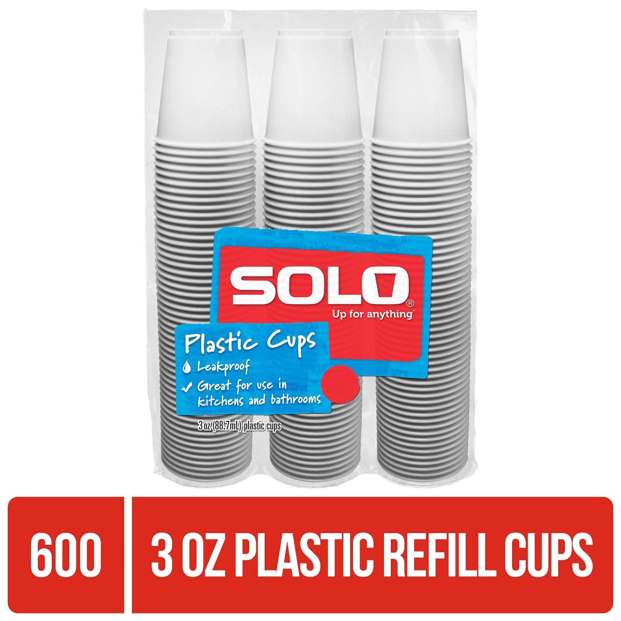SOLO Cup Plastic Bath Refill Cups  White  3 Ounce  600 Count  150 Count (Pack of 4)