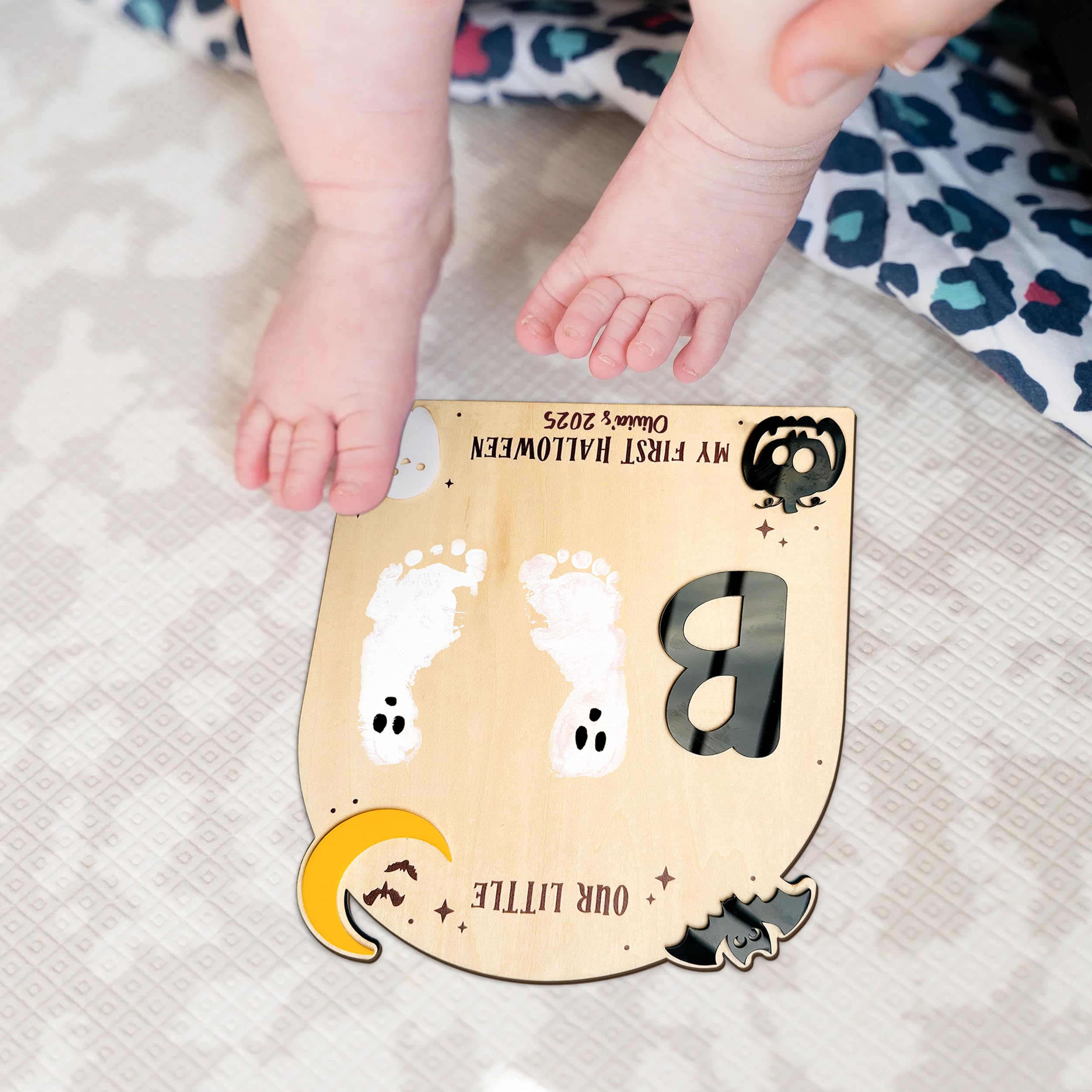 Baby First Halloween Crafts 2025- My Little Boo DIY Footprint, Handprint Signs - Baby First Halloween Keepsake - My First Holida
