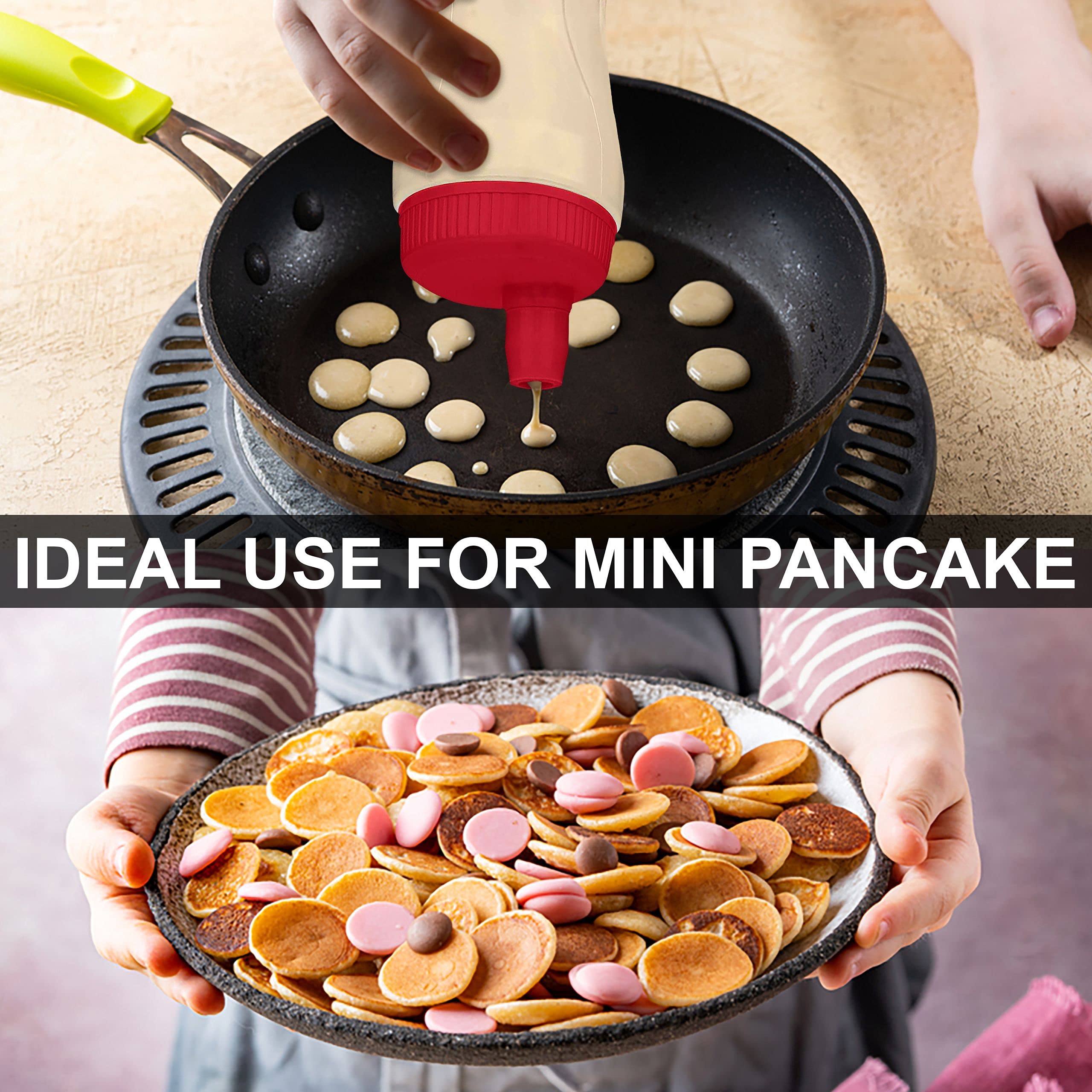 Bahoki Essentials Pancake Pen - Easy Squeeze Pancake Art Plastic Bottle Container - Pancake And Crepe Batter Mixer And Dispenser