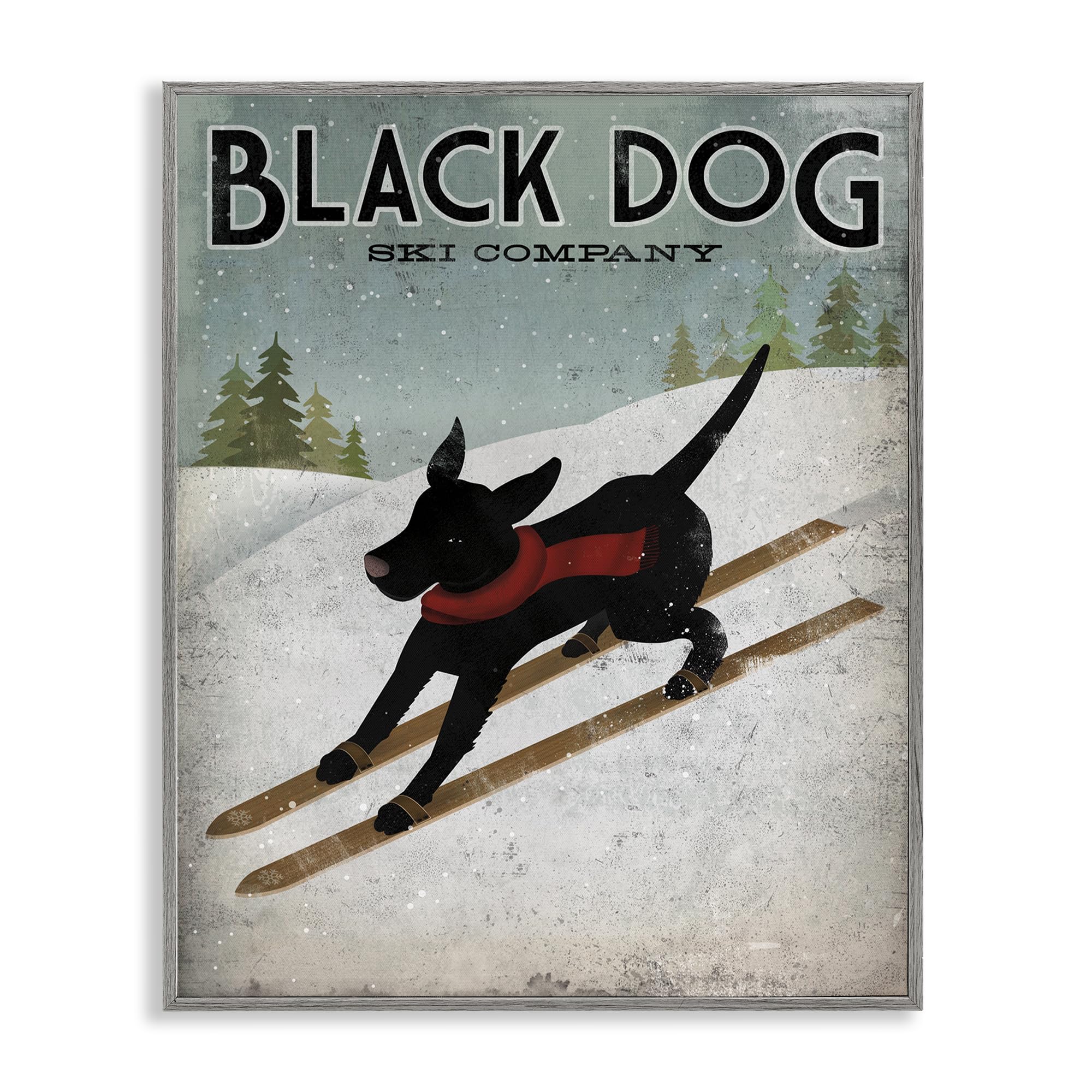 Stupell Industries Black Dog Ski Company Winter Sports Pet Sign Wall Art, 11 X 14, Multi-Color