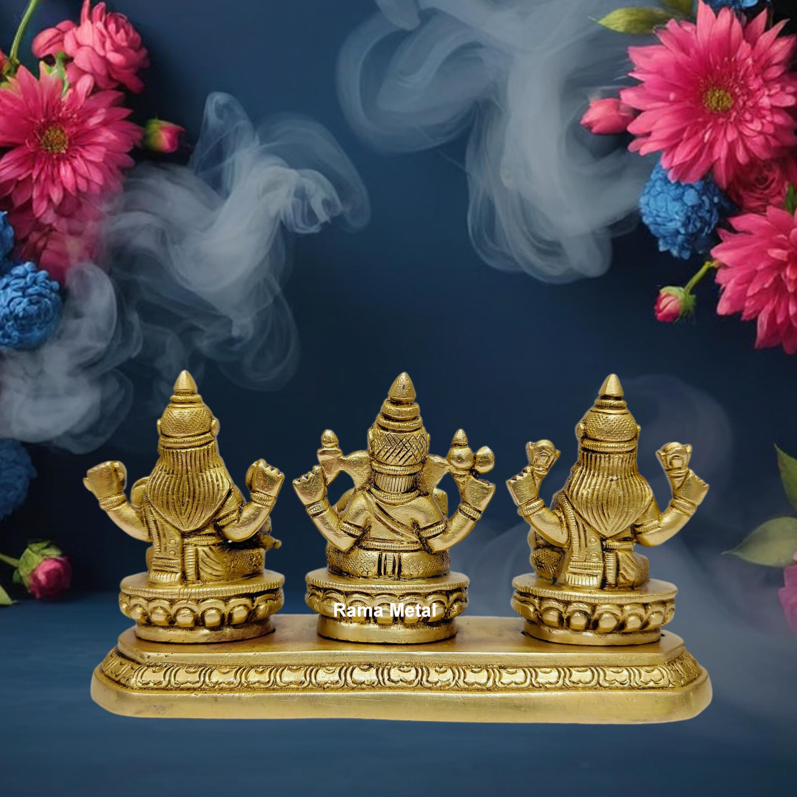 Rama Metal Brass Laxmi Ganesh Saraswati Murti Set Of 3 Ganapati Goddess Devi Lakshmi And Maa Devi Saraswati Idol