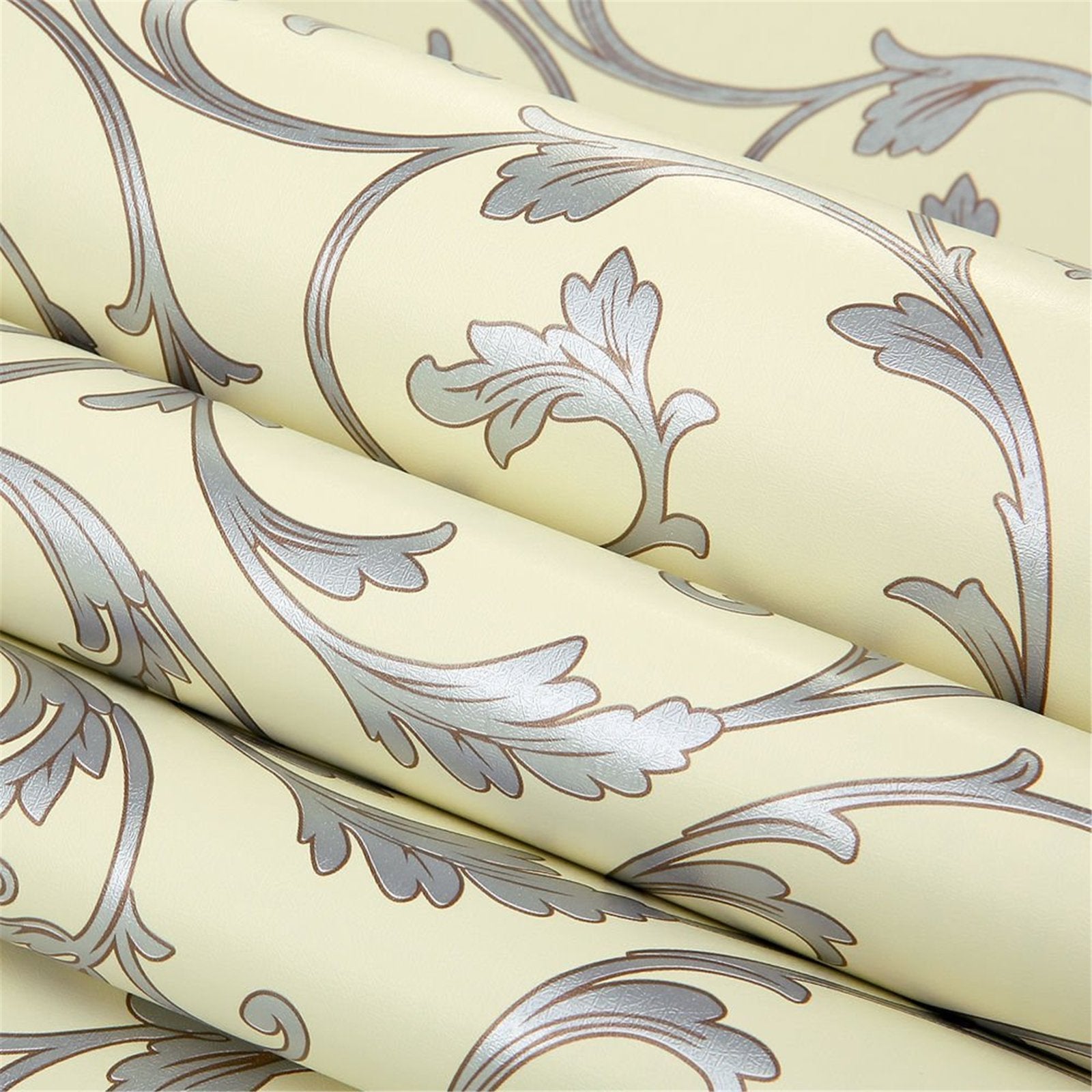 wolpin Wall Stickers Wallpaper Stylish Scroll Pattern (45 cm x 10 m) PVC Living Room Decor Self Adhesive, Beige