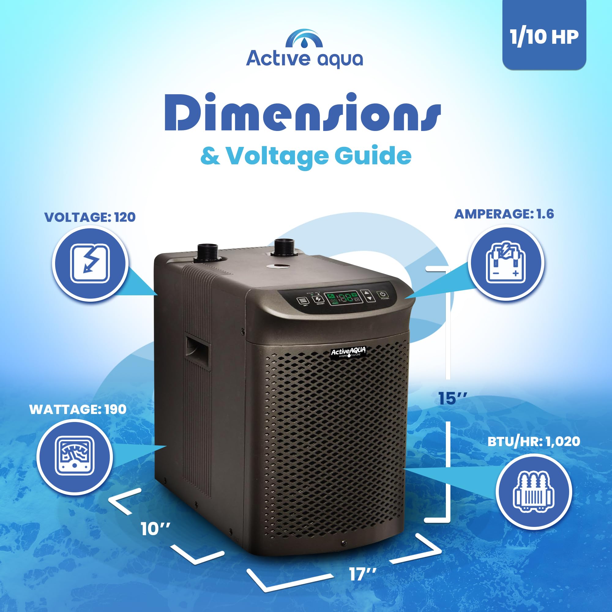 Active Aqua Hydroponic Water Chiller Cooling System With Remote Control And Freestanding Mounting Type For Home And Kitchen, Bla