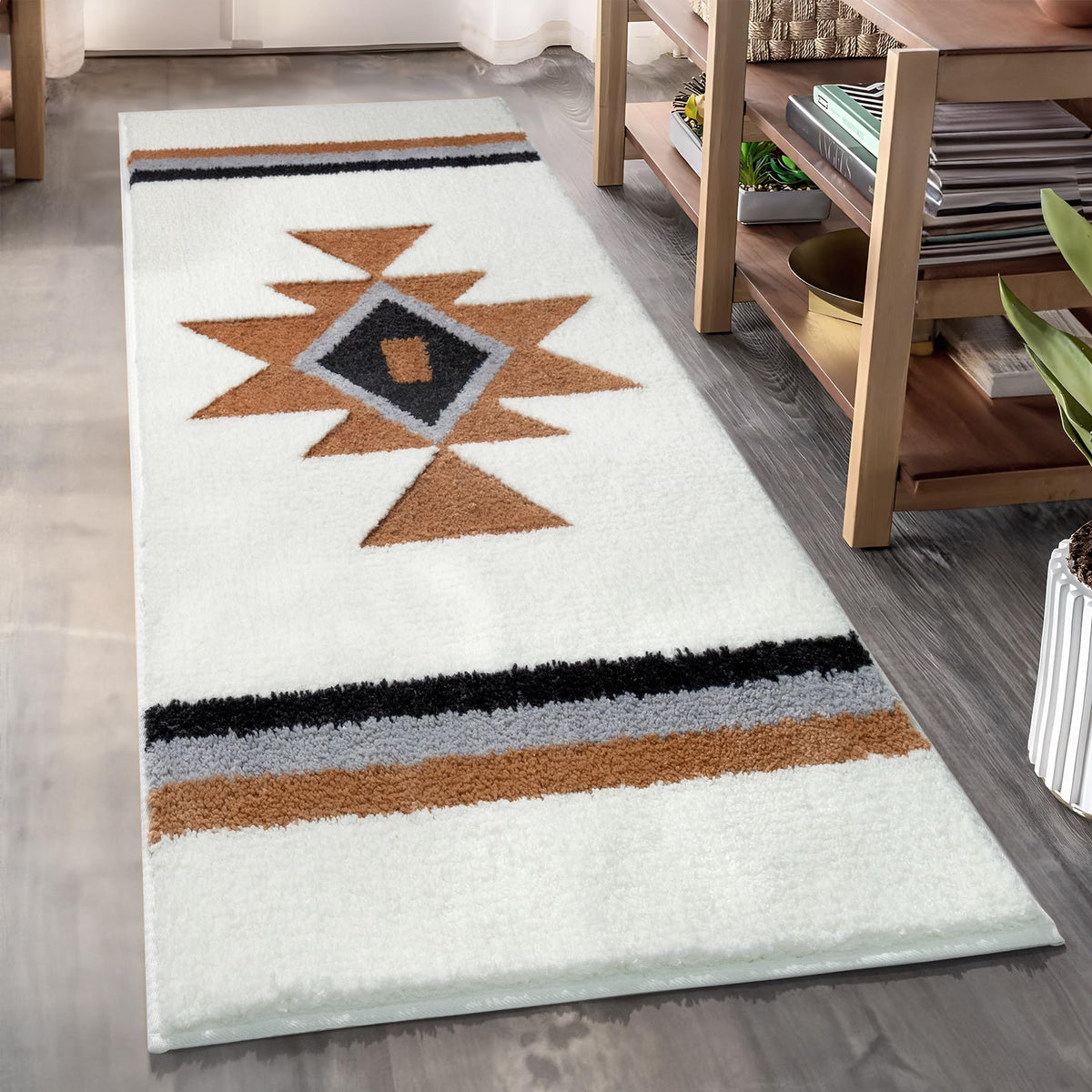 Tanvill Boho Bathroom Rugs Runner Non Slip Bath Mat, Shaggy Soft Absorbent Long Bathroom Rug Large Carpet For Bathroom Shower En