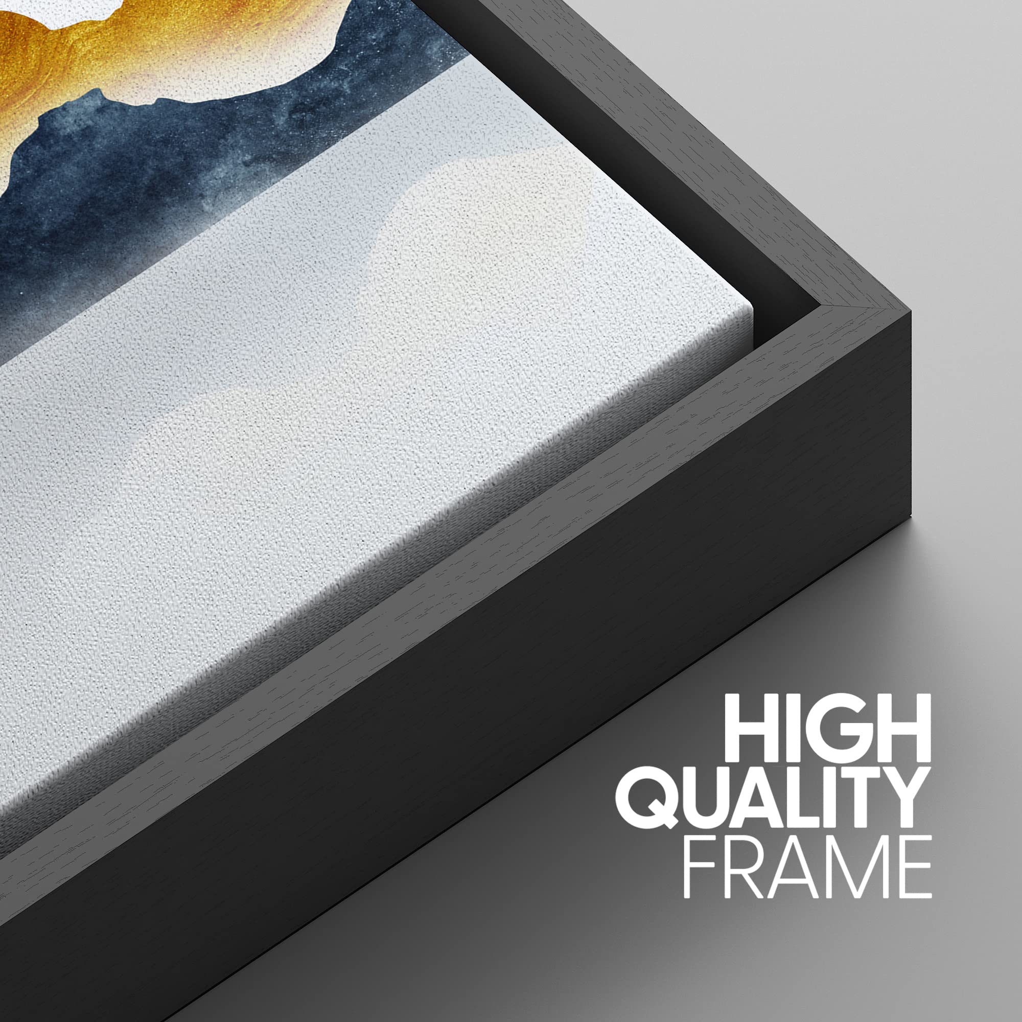 Signwin Framed Canvas Print Wall Art Set Gold Teal Duotone Mountain Ranges Nature Wilderness Illustrations Modern Art Decorative