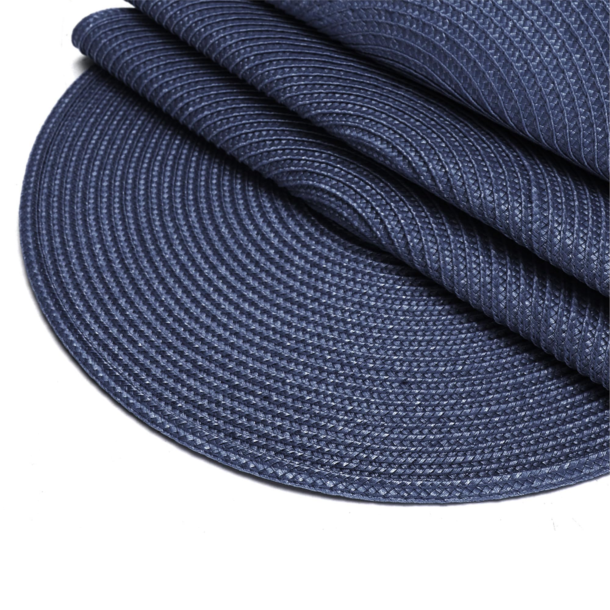 Round Placemats, Crossweave Heat Resistant Woven Round Place Mats Diameter 13.5 Inch For Kitchen Table Set Of 6 (Nautical Blue)