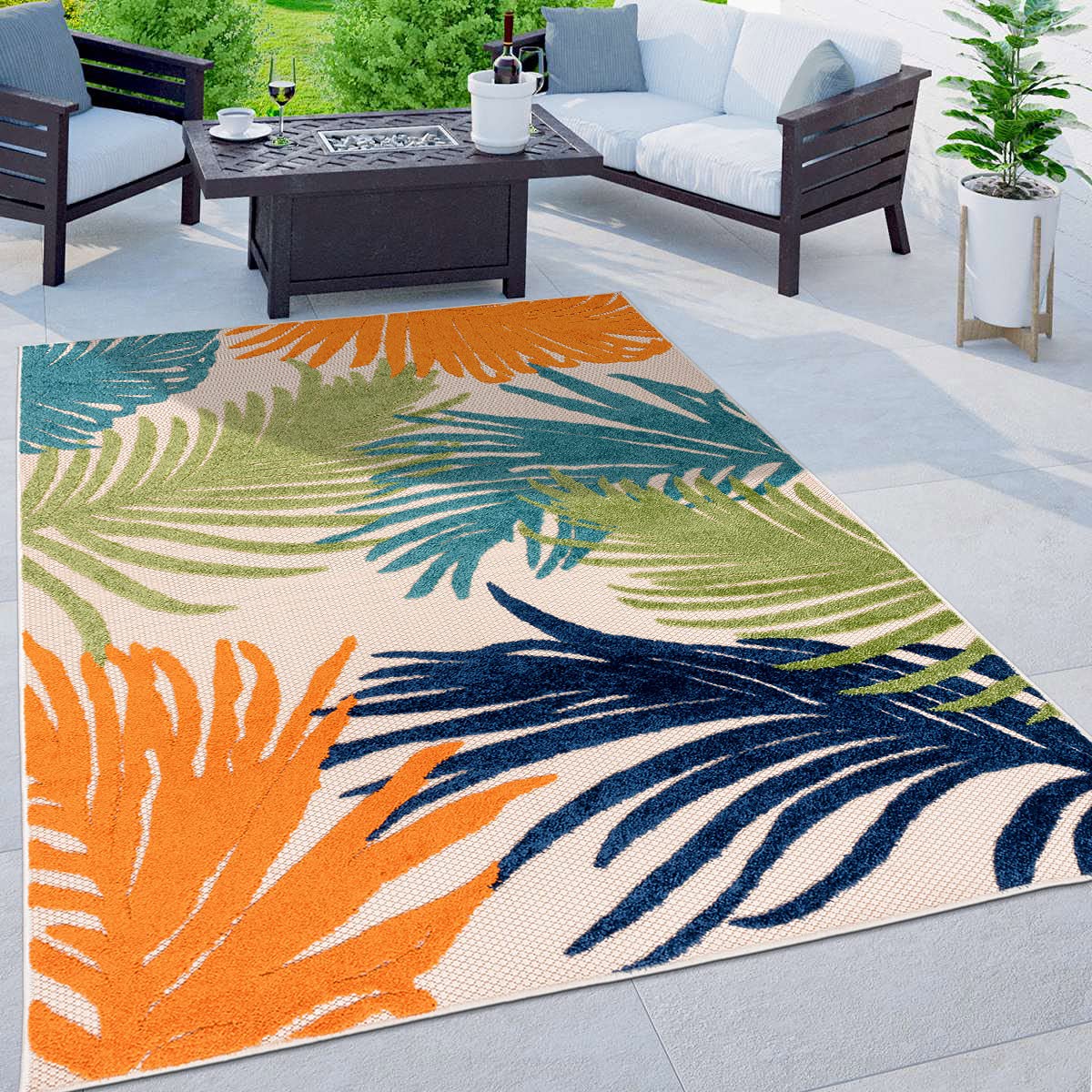 Rugshop Lucca Contemporary Floral Indoor/Outdoor Area Rug 88 x 12 Multi