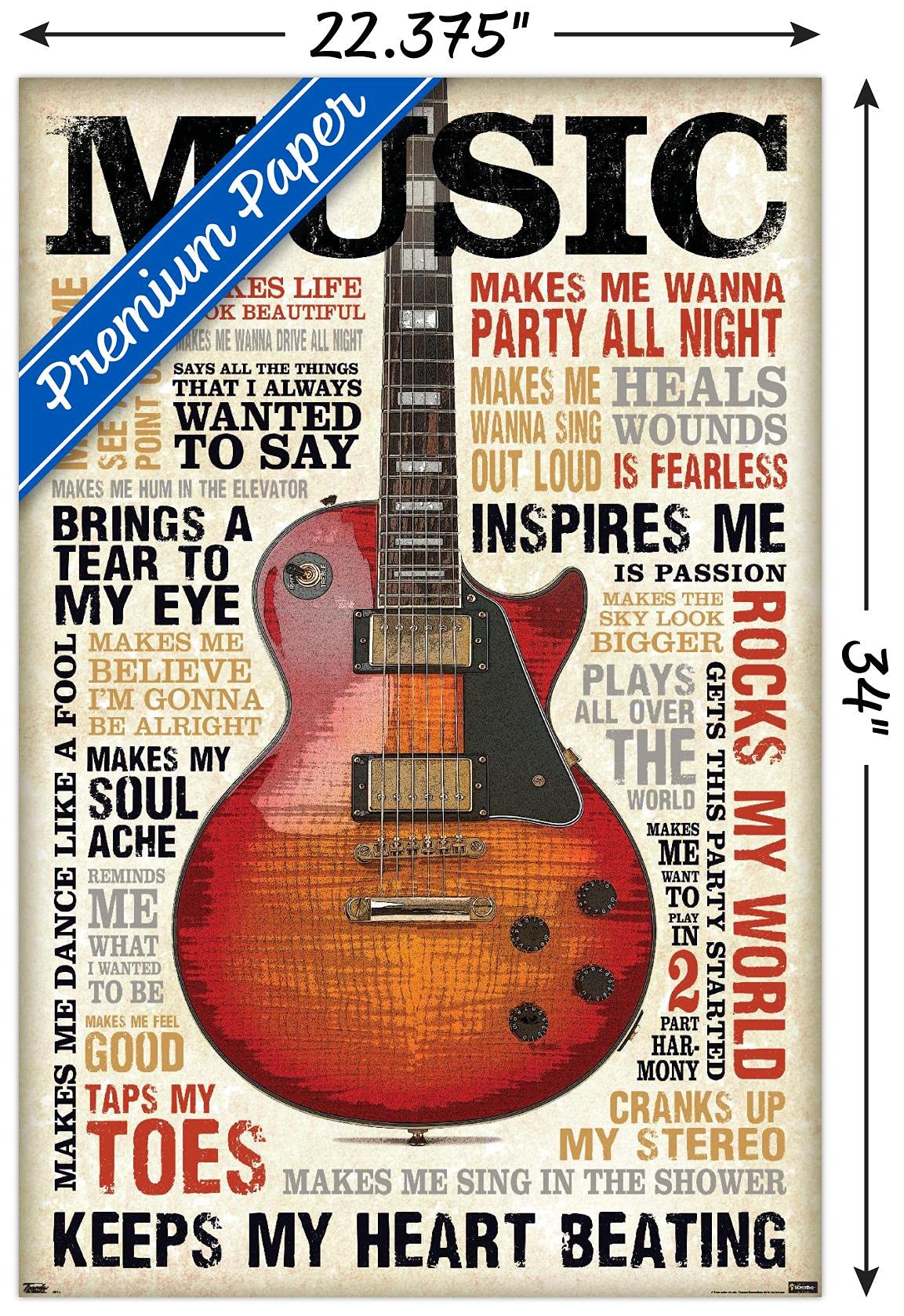 Trends International Music Inspires Me Wall Poster, 22.375'' X 34'', Premium Unframed Version