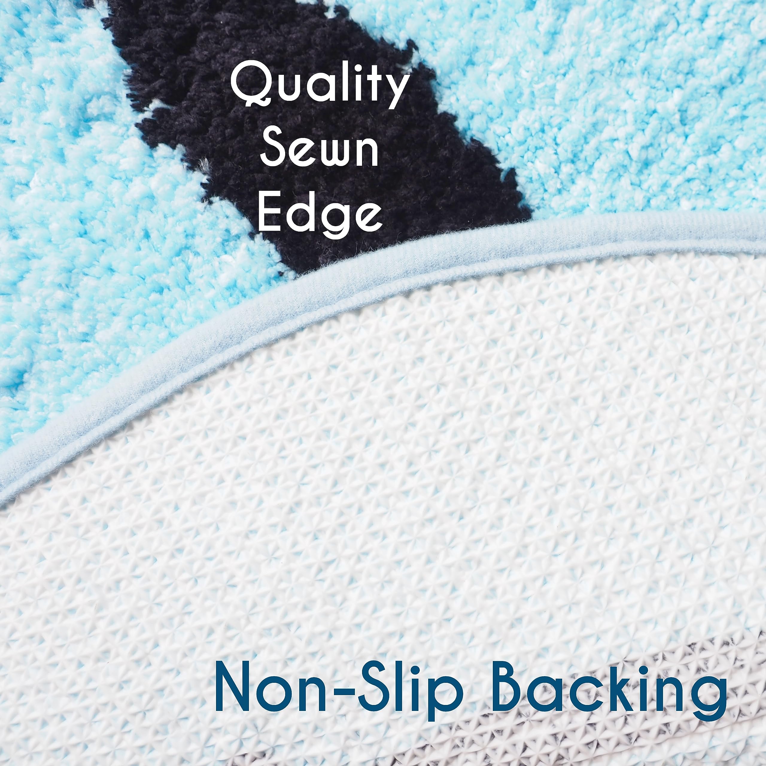 Evovee Blue Bath Mat Rug Funny Happy Cute Bathroom Decor Face Shower Rugs Retro Funky Bedroom Aesthetic Fun Round Preppy Cool Ap