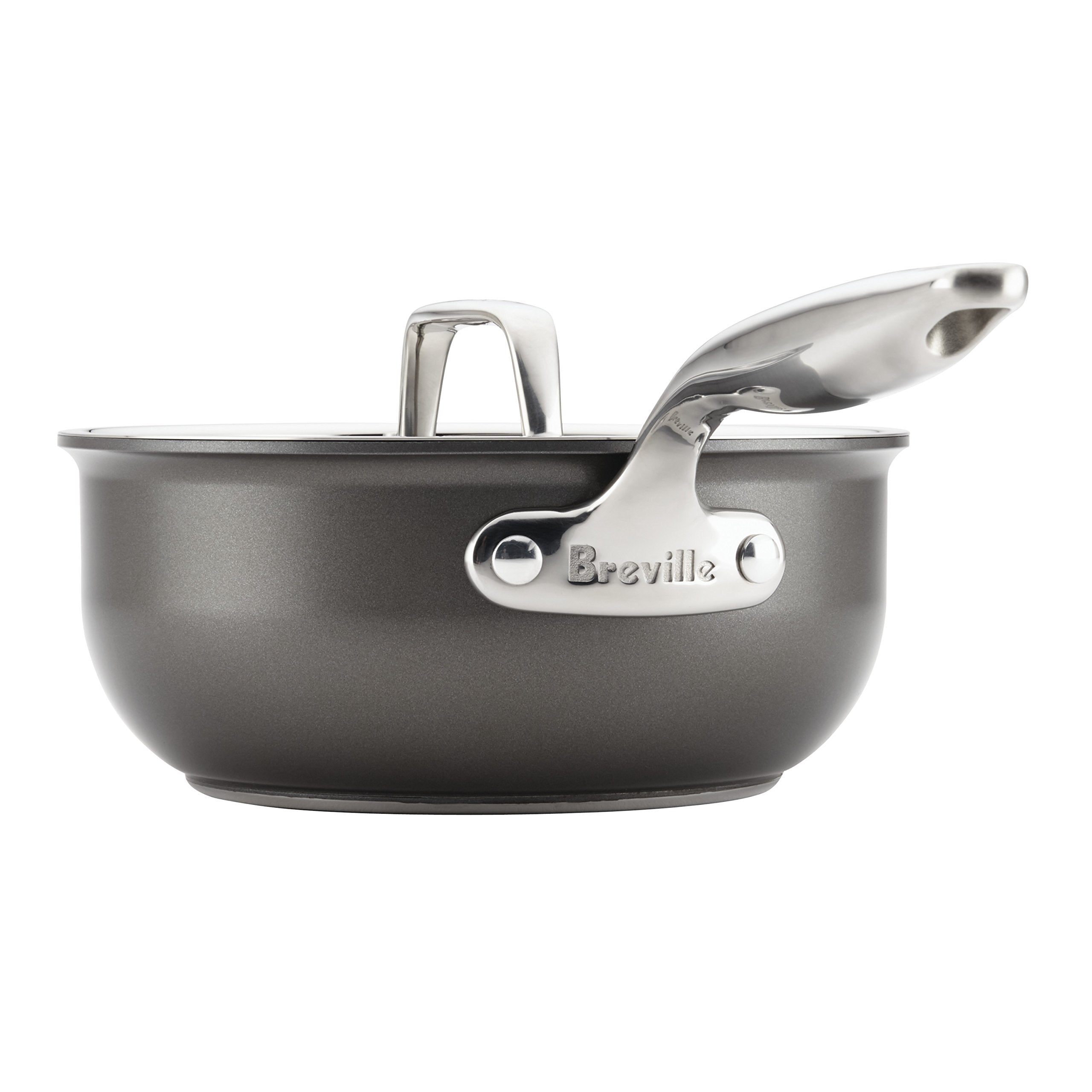 Breville 2.5 Quart Thermal Pro Hard Anodized Nonstick Sauce Pan, Gray, Model 84482